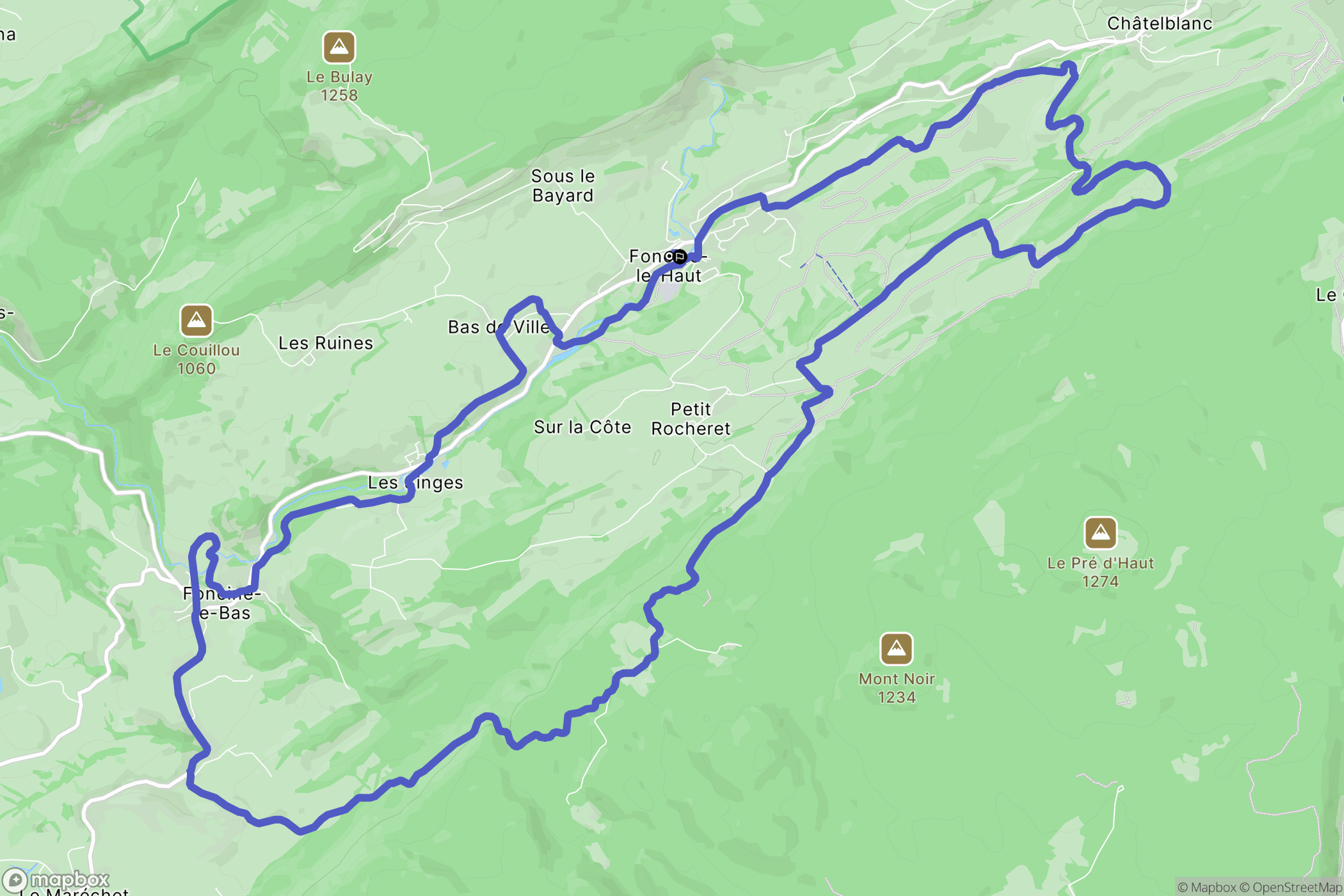 Foncine-le-Haut : carte du parcours de randonnée - France