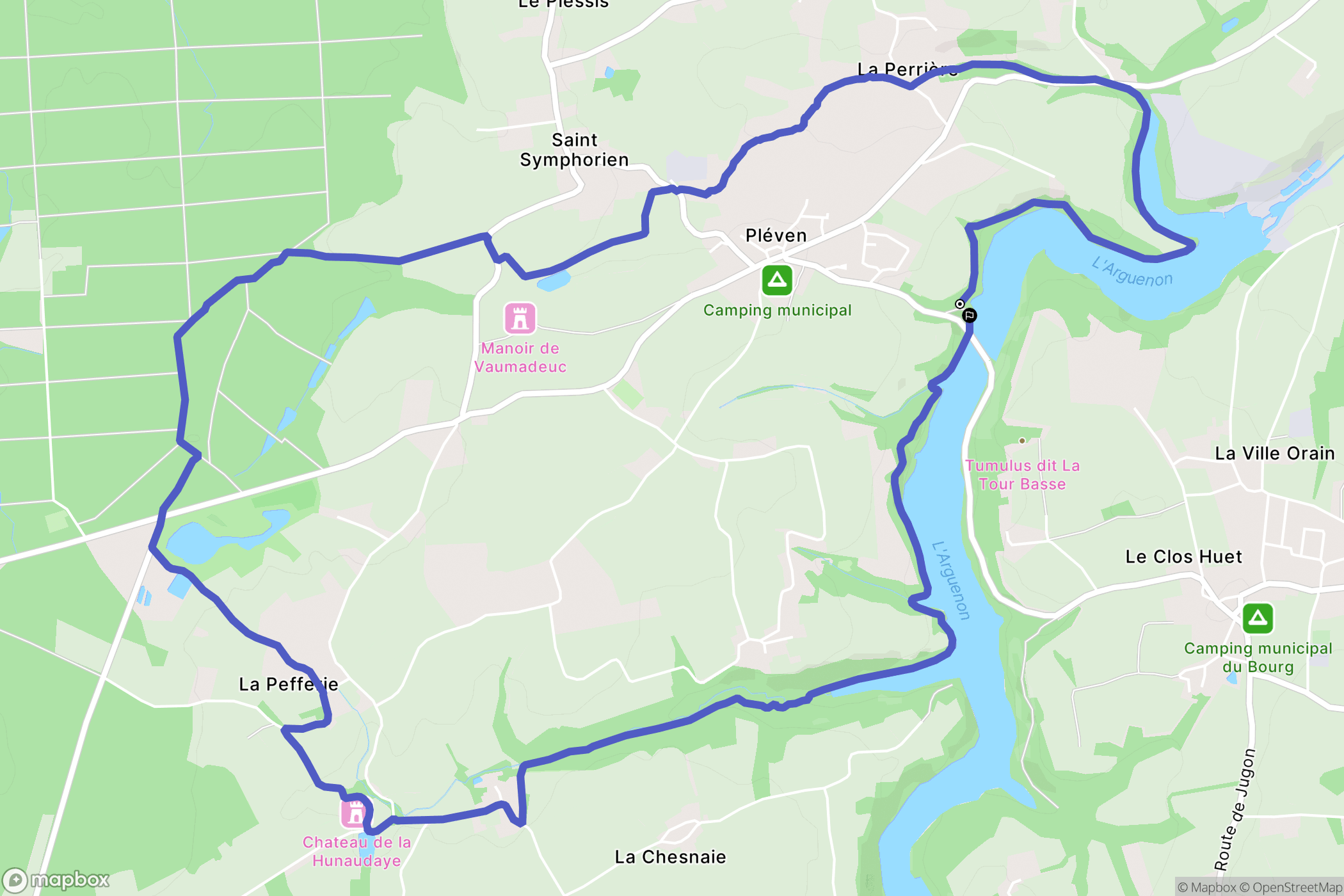 Pléven : carte du parcours de randonnée - France