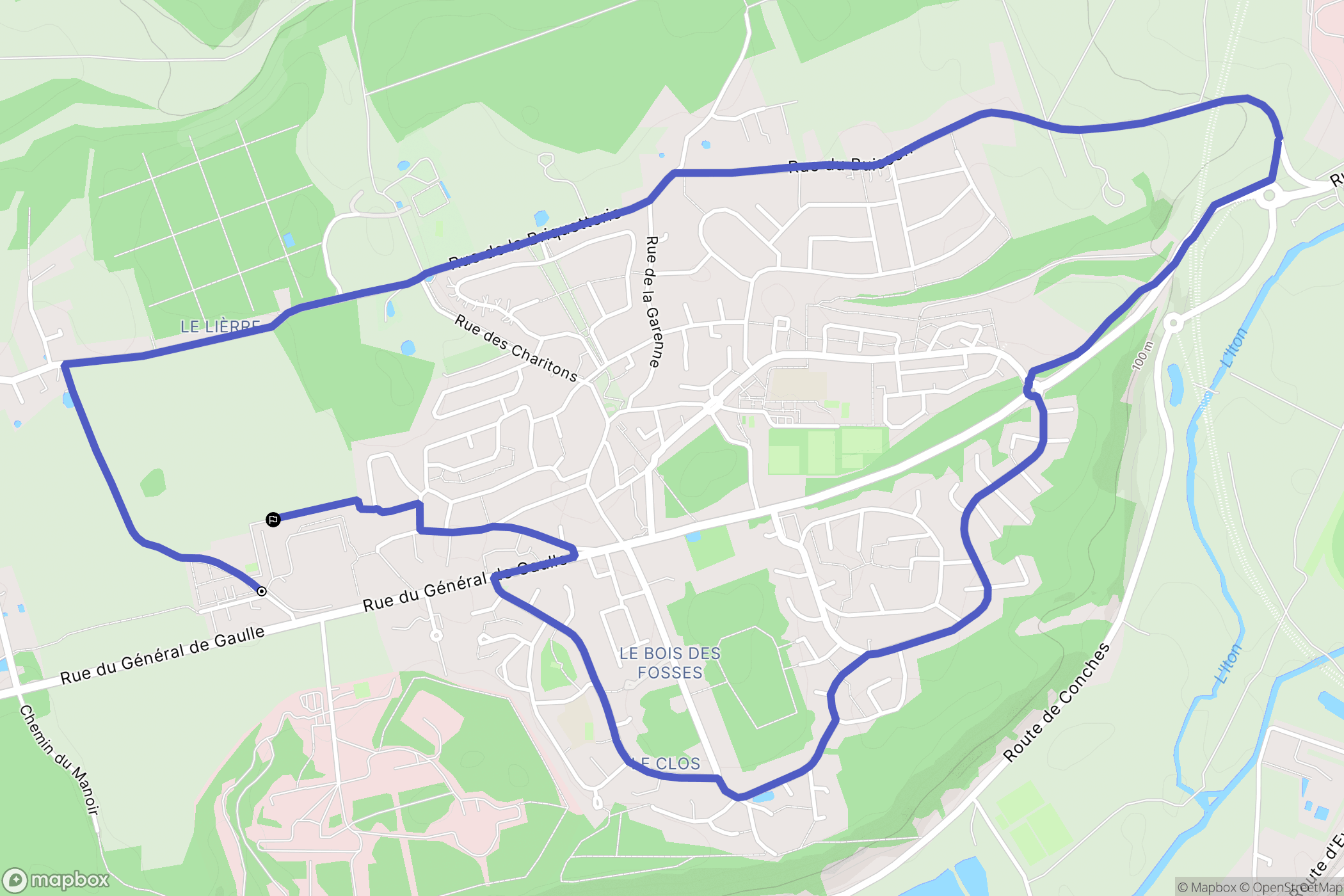 Saint-Sébastien-de-Morsent : carte du parcours de randonnée - France