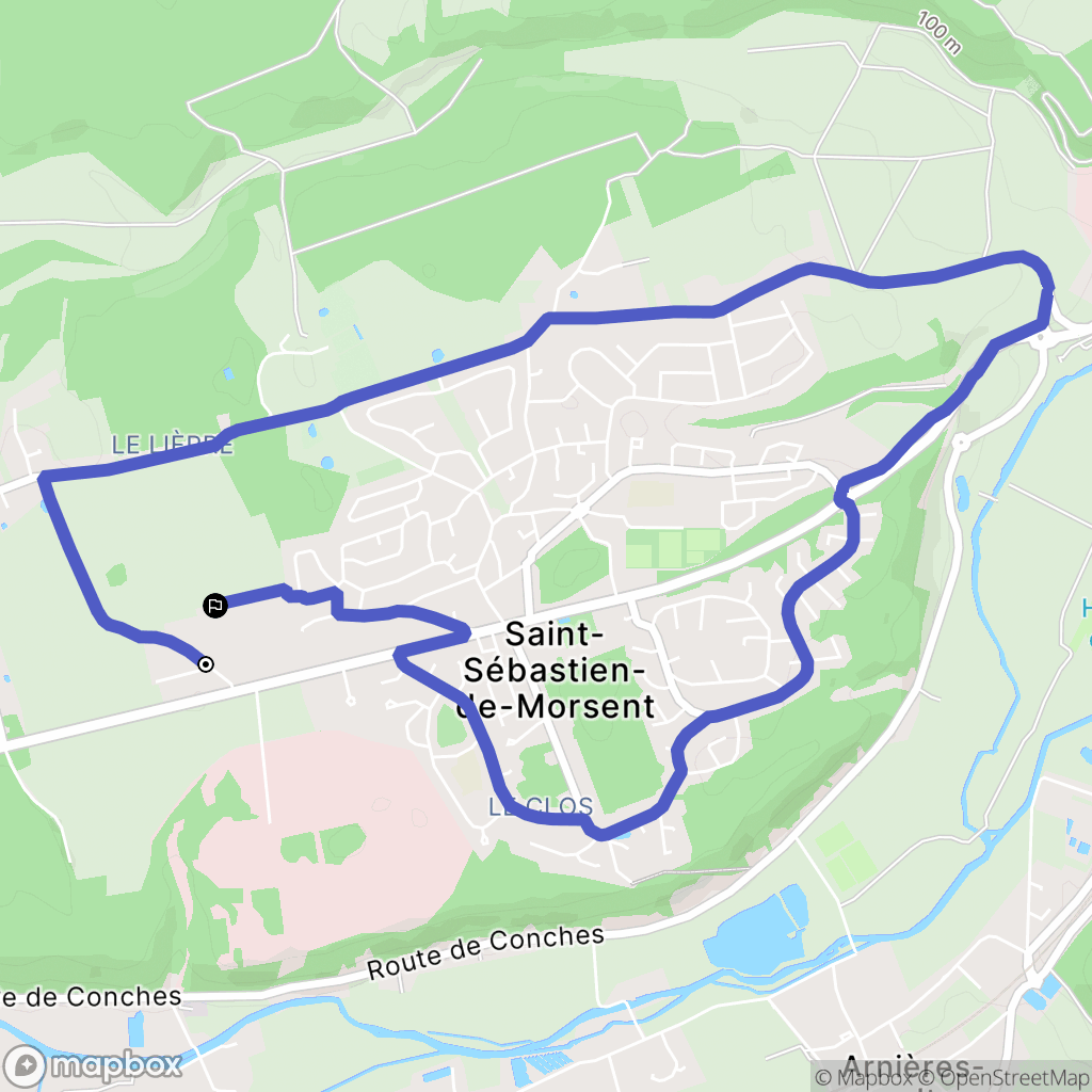 Saint-Sébastien-de-Morsent : carte du parcours de randonnée - France