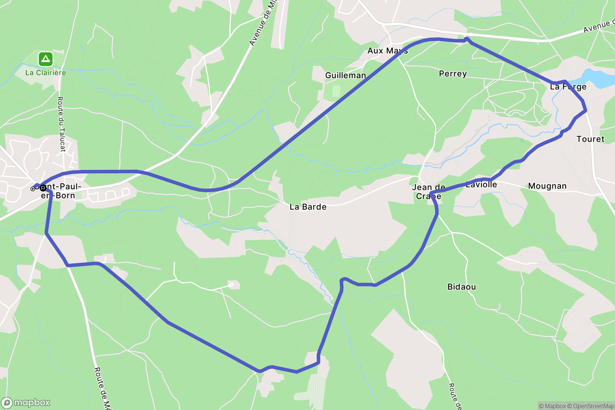 Saint-Paul-en-Born : carte du parcours de randonnée - France