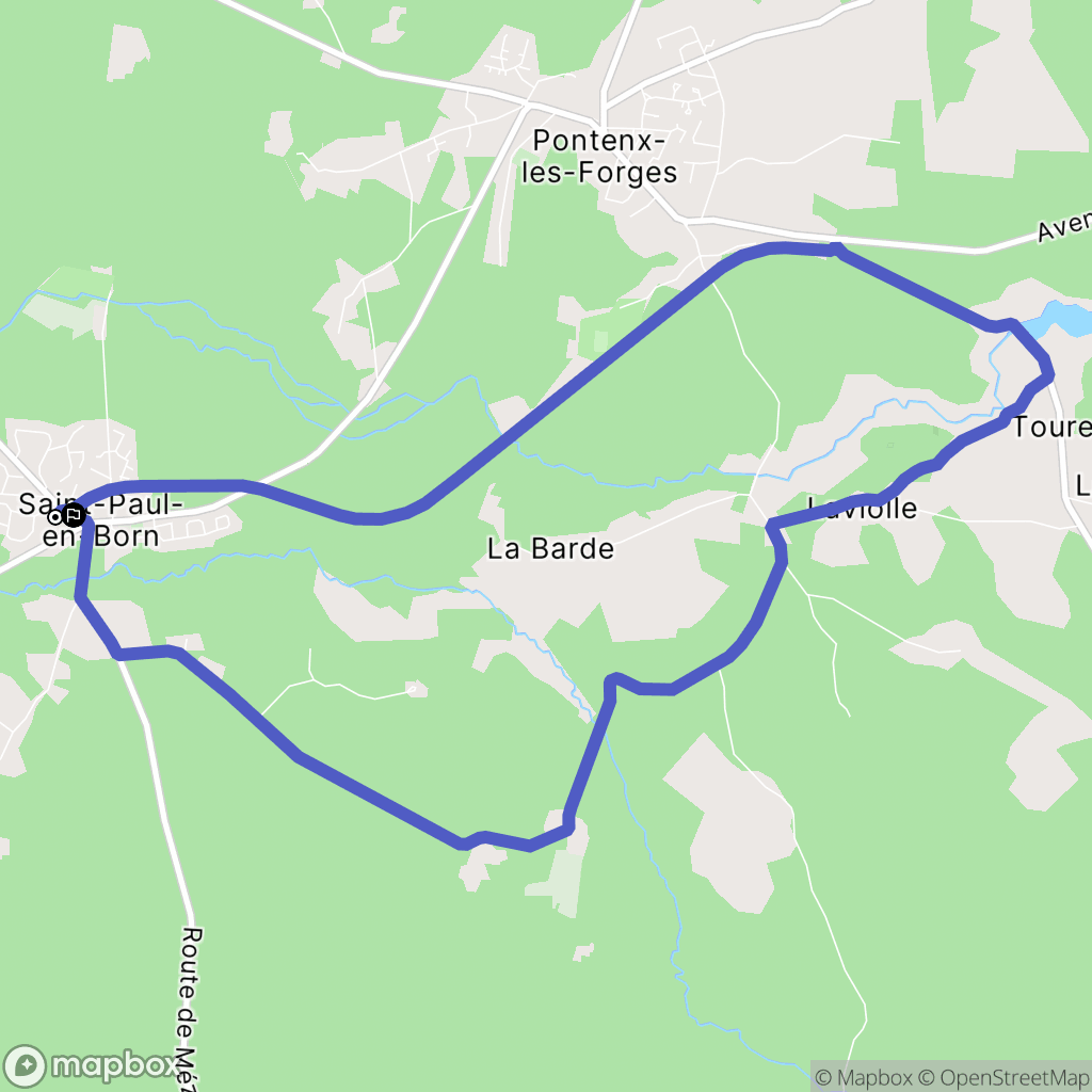 Saint-Paul-en-Born : carte du parcours de randonnée - France