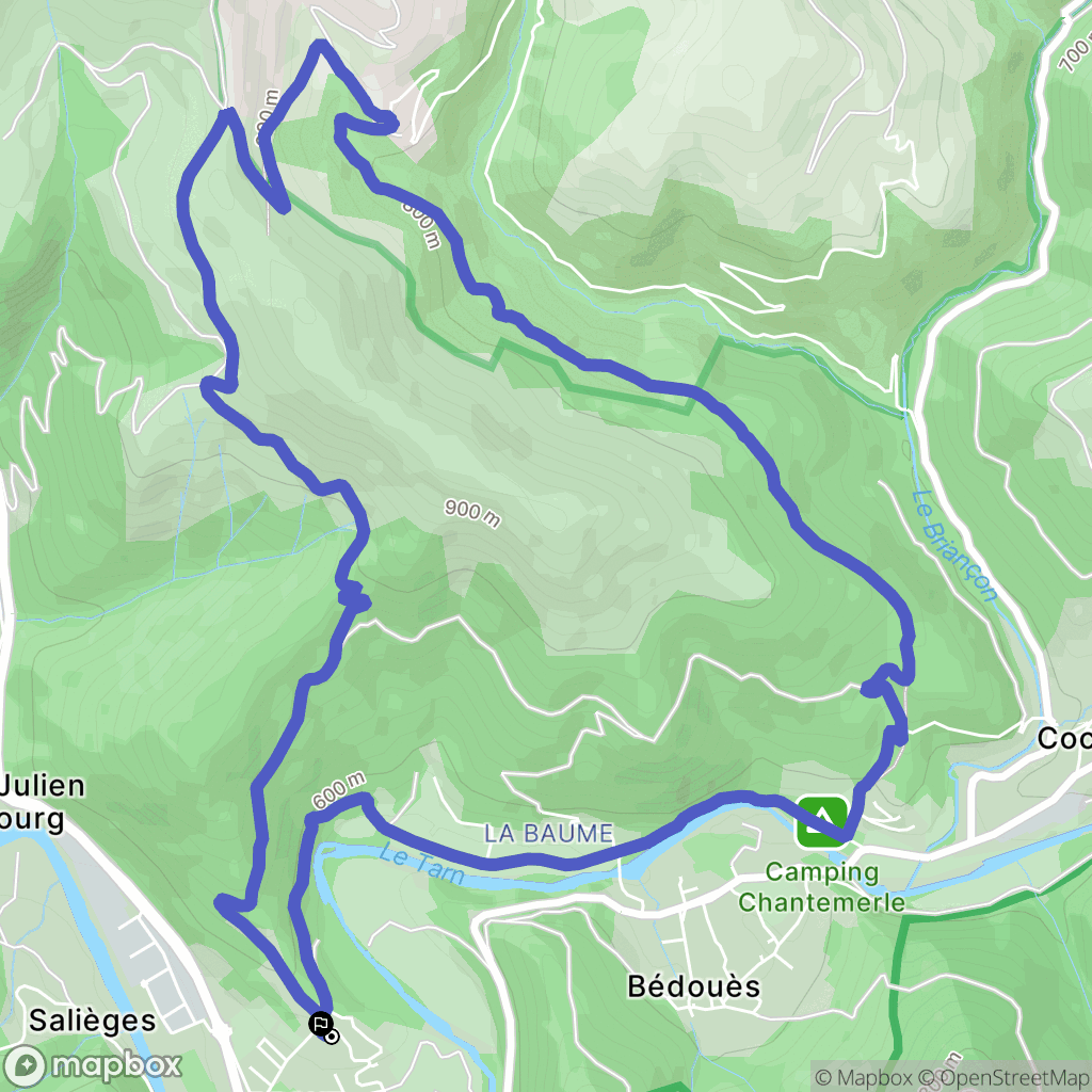 Florac-Trois-Rivières : carte du parcours de randonnée - France