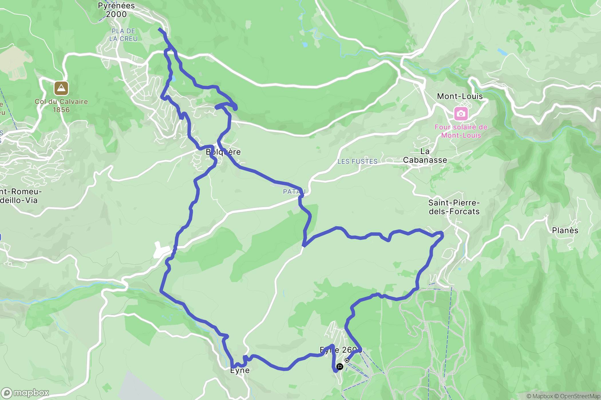 Eyne : carte du parcours de randonnée - France