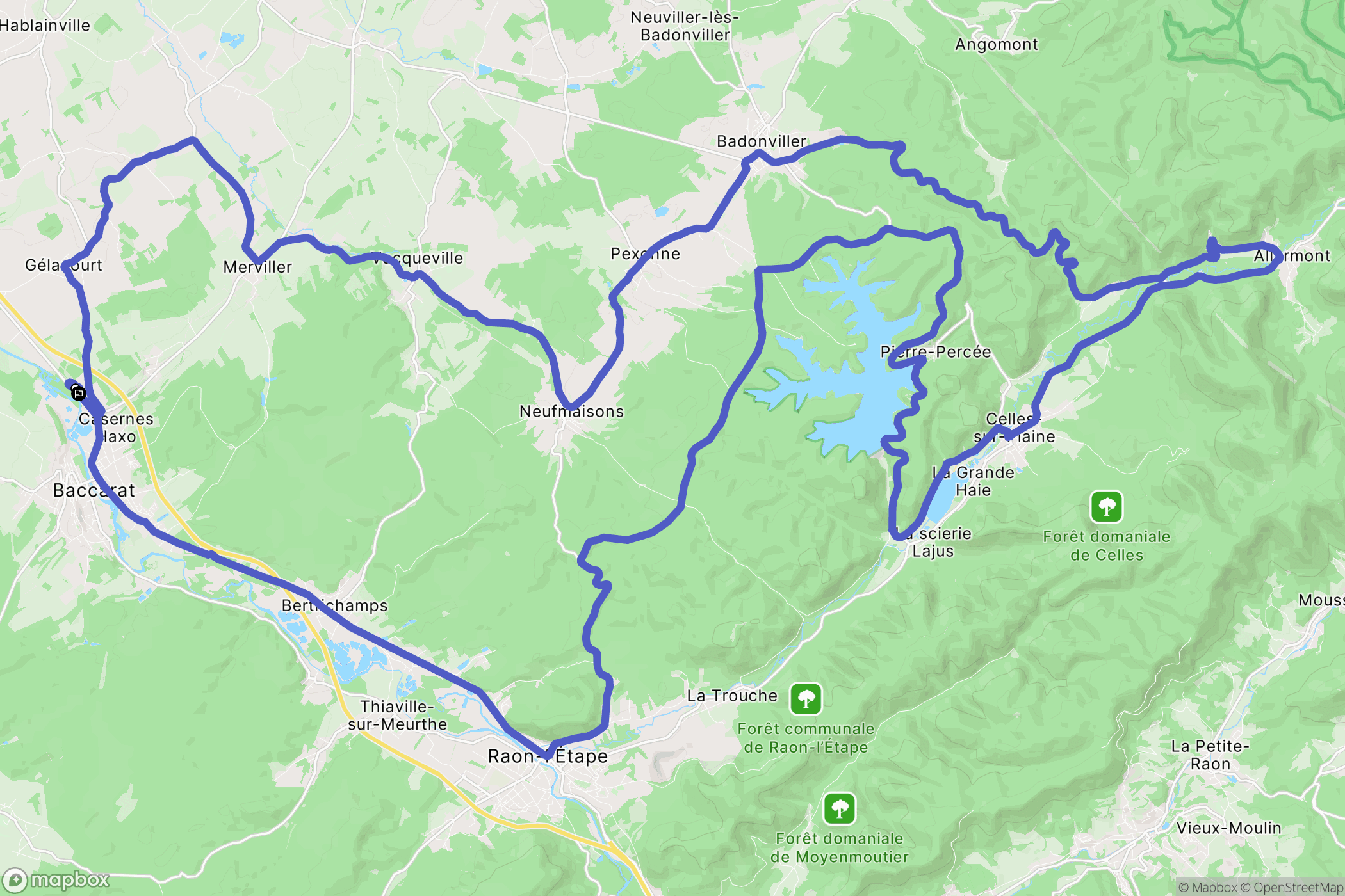Baccarat : carte du parcours de randonnée - France