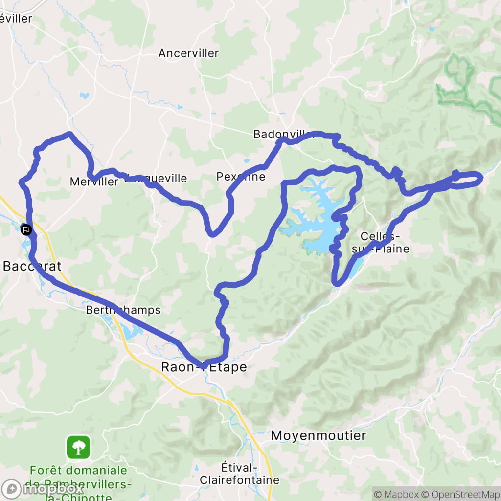 Baccarat : carte du parcours de randonnée - France