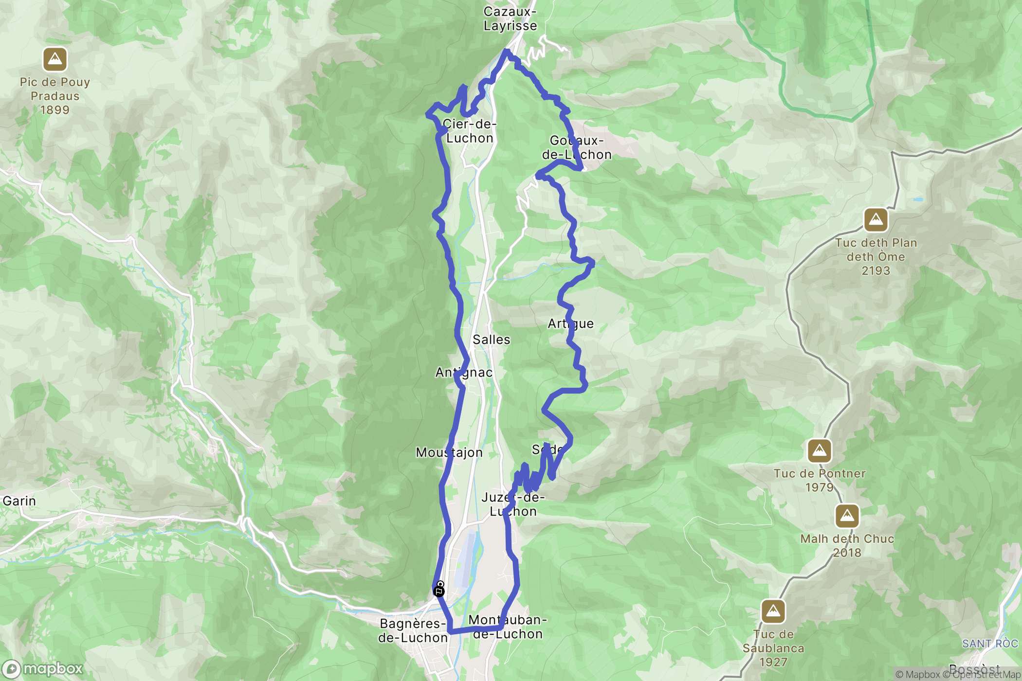 Bagnères-de-Luchon : carte du parcours de randonnée - France