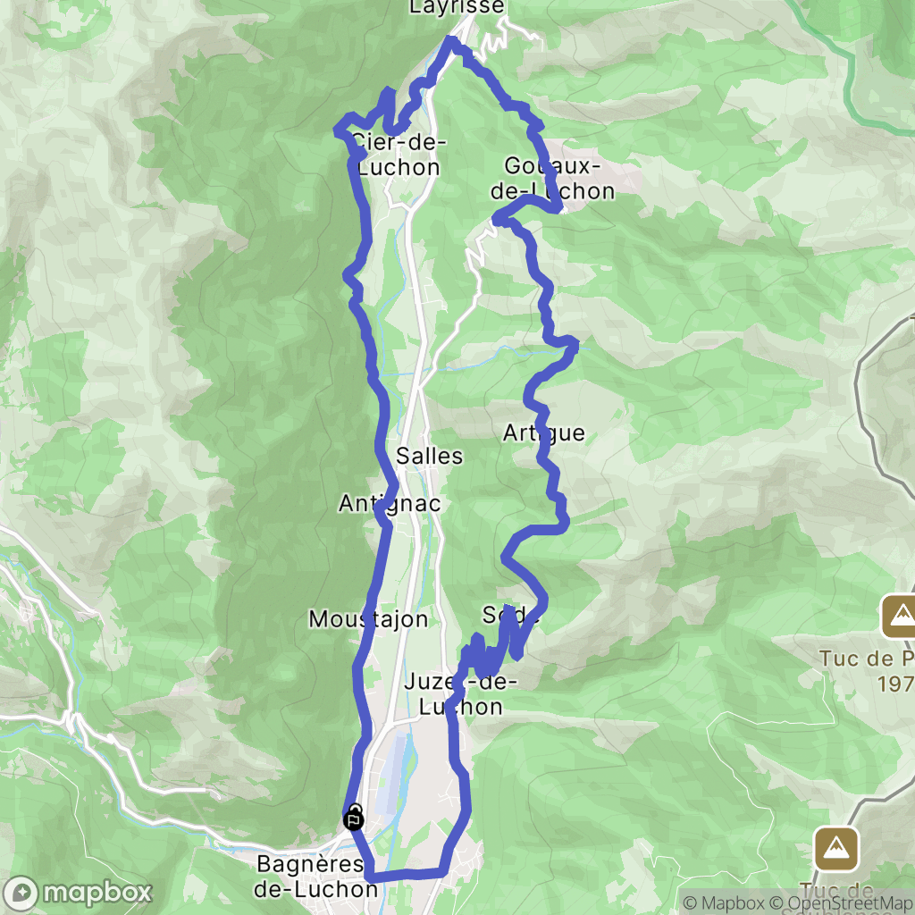 Bagnères-de-Luchon : carte du parcours de randonnée - France
