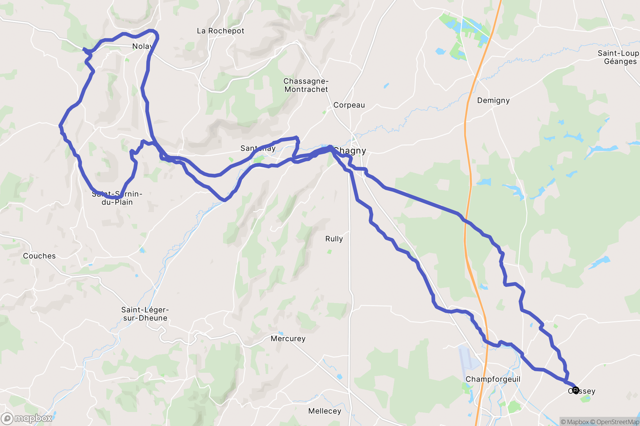 Crissey : carte du parcours de randonnée - France