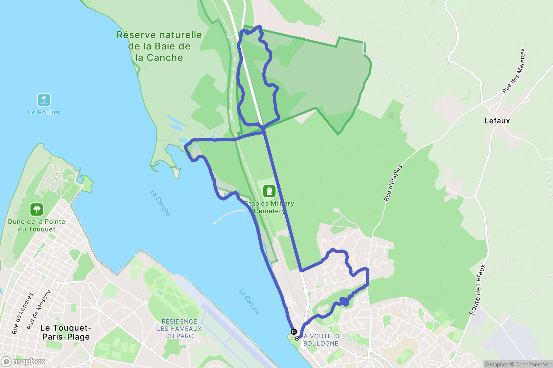Étaples : carte du parcours de randonnée - France