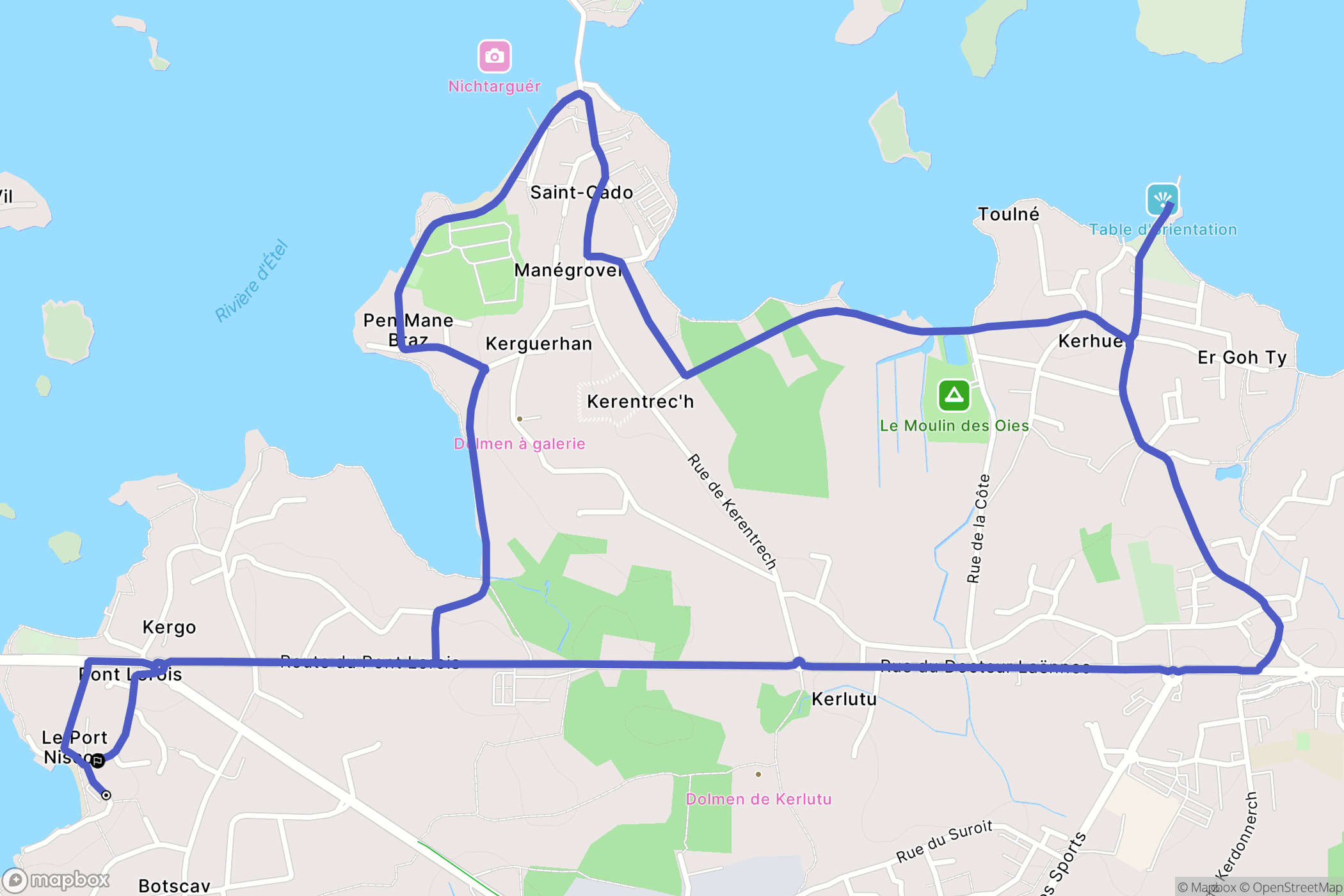 Belz : carte du parcours de randonnée - France