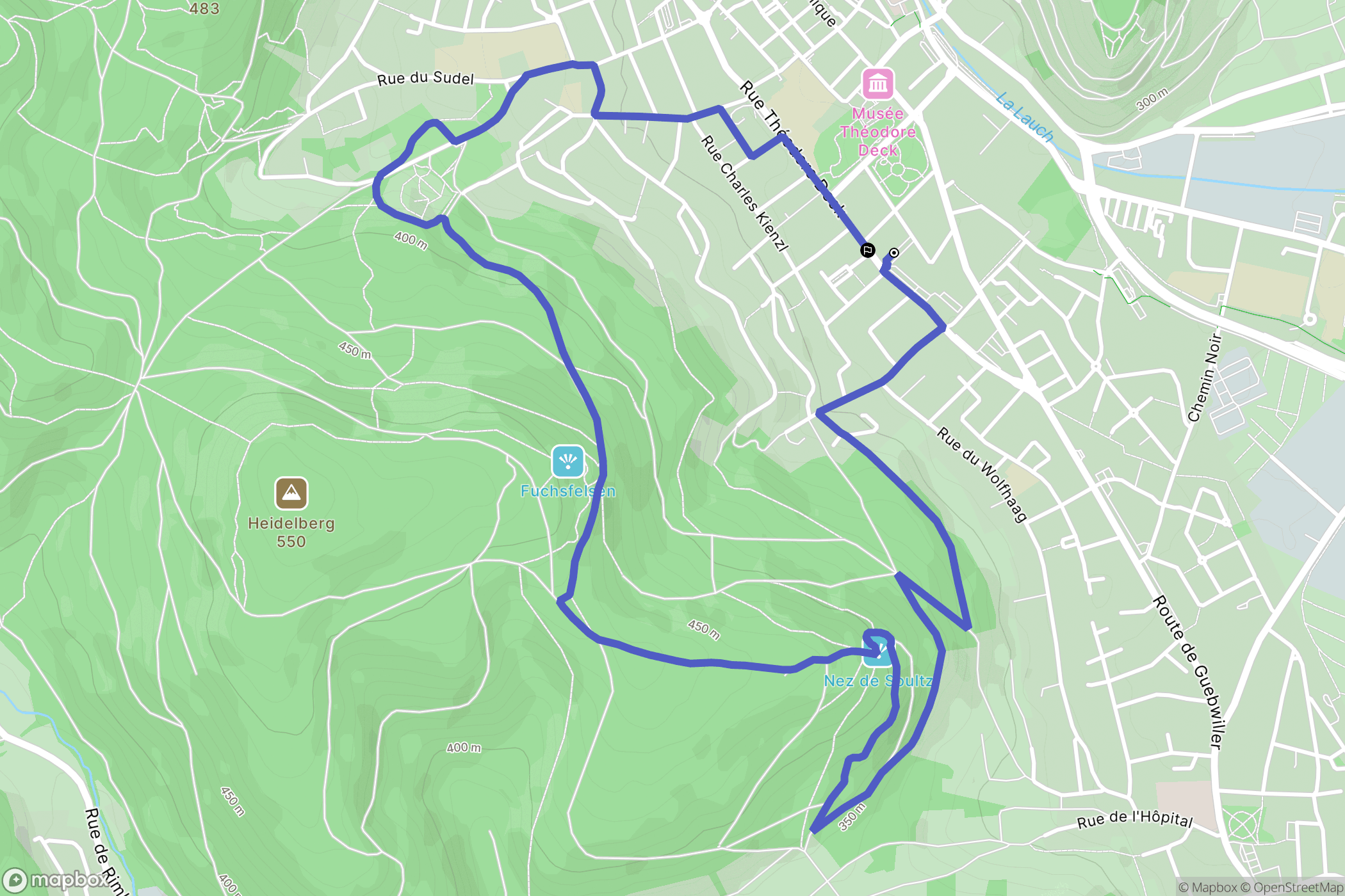 Guebwiller : carte du parcours de randonnée - France