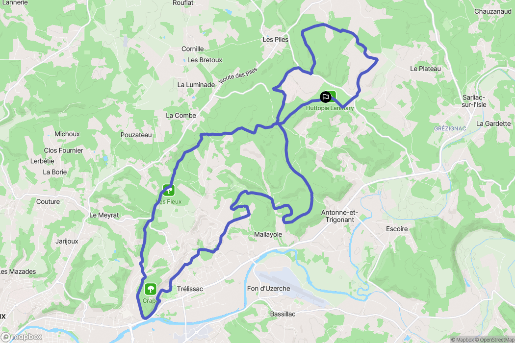 Antonne-et-Trigonant : carte du parcours de randonnée - France