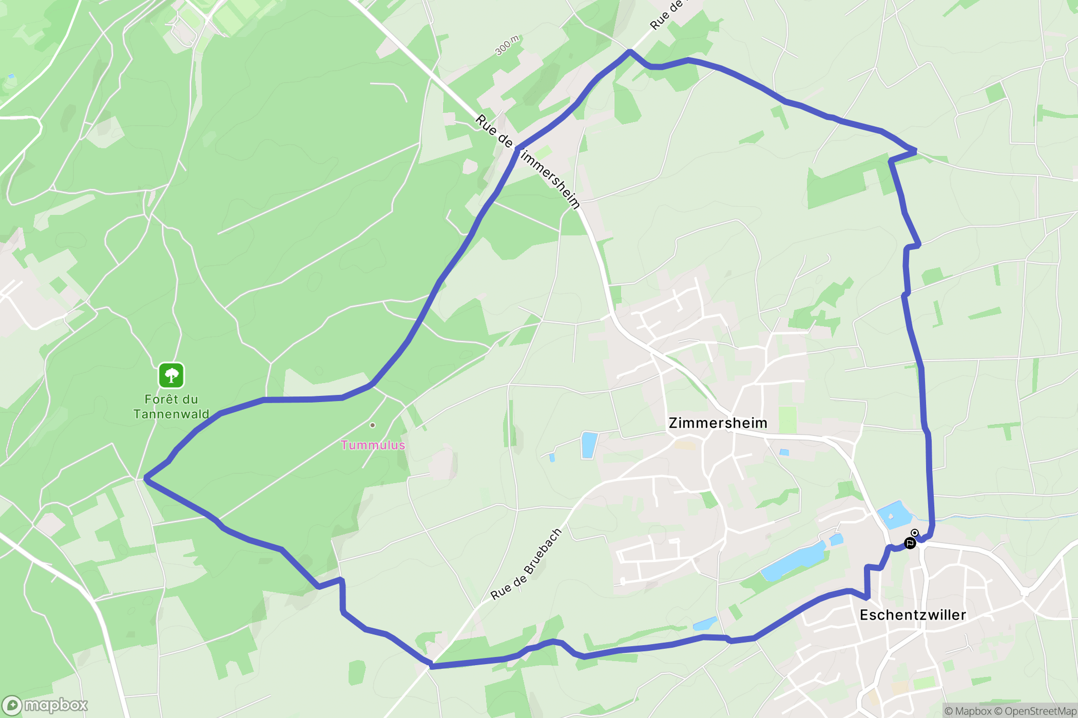 Eschentzwiller : carte du parcours de randonnée - France