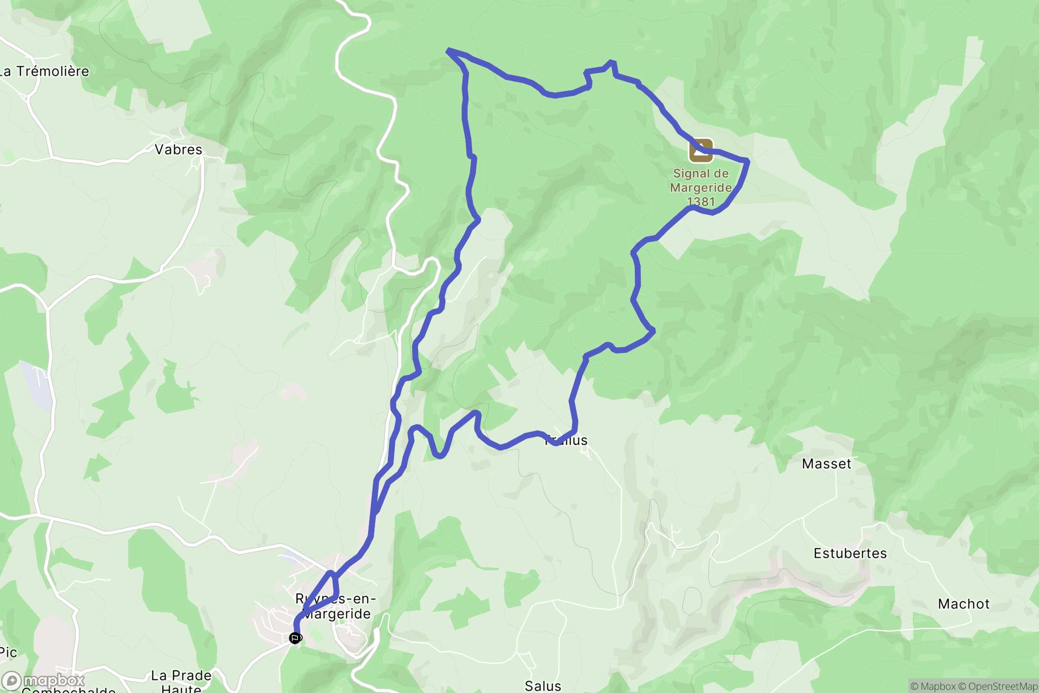 Ruynes-en-Margeride : carte du parcours de randonnée - France
