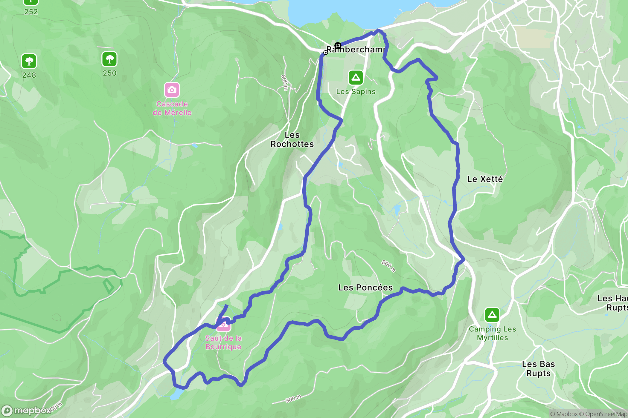 Gérardmer : carte du parcours de randonnée - France