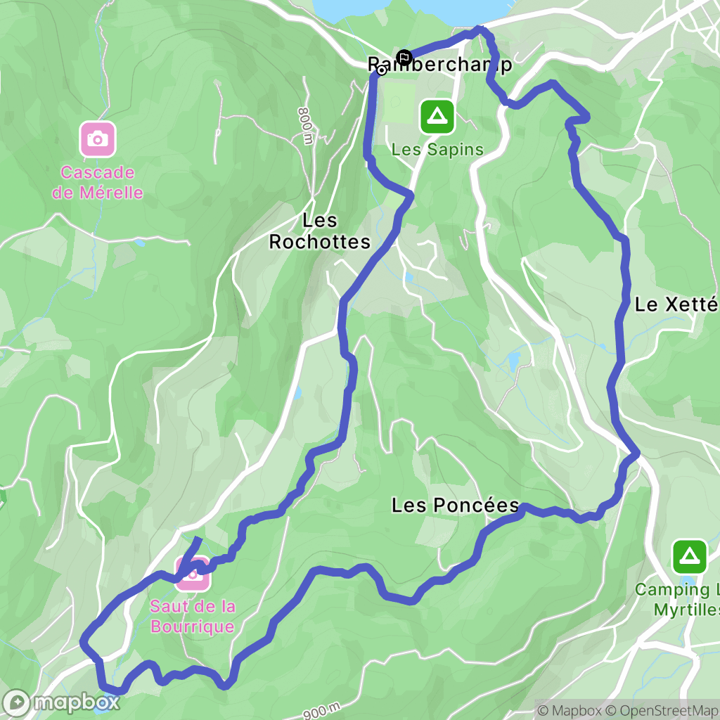 Gérardmer : carte du parcours de randonnée - France