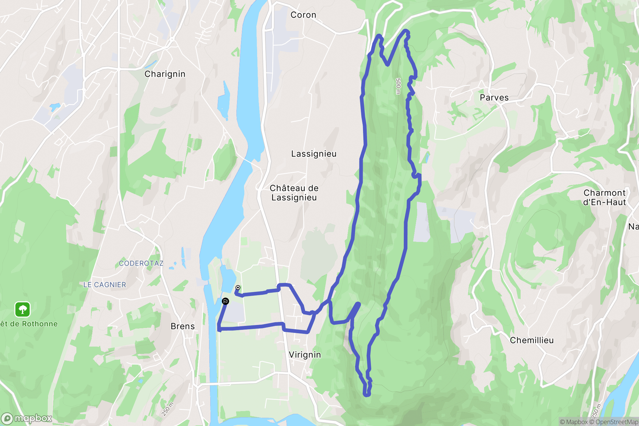 Virignin : carte du parcours de randonnée - France