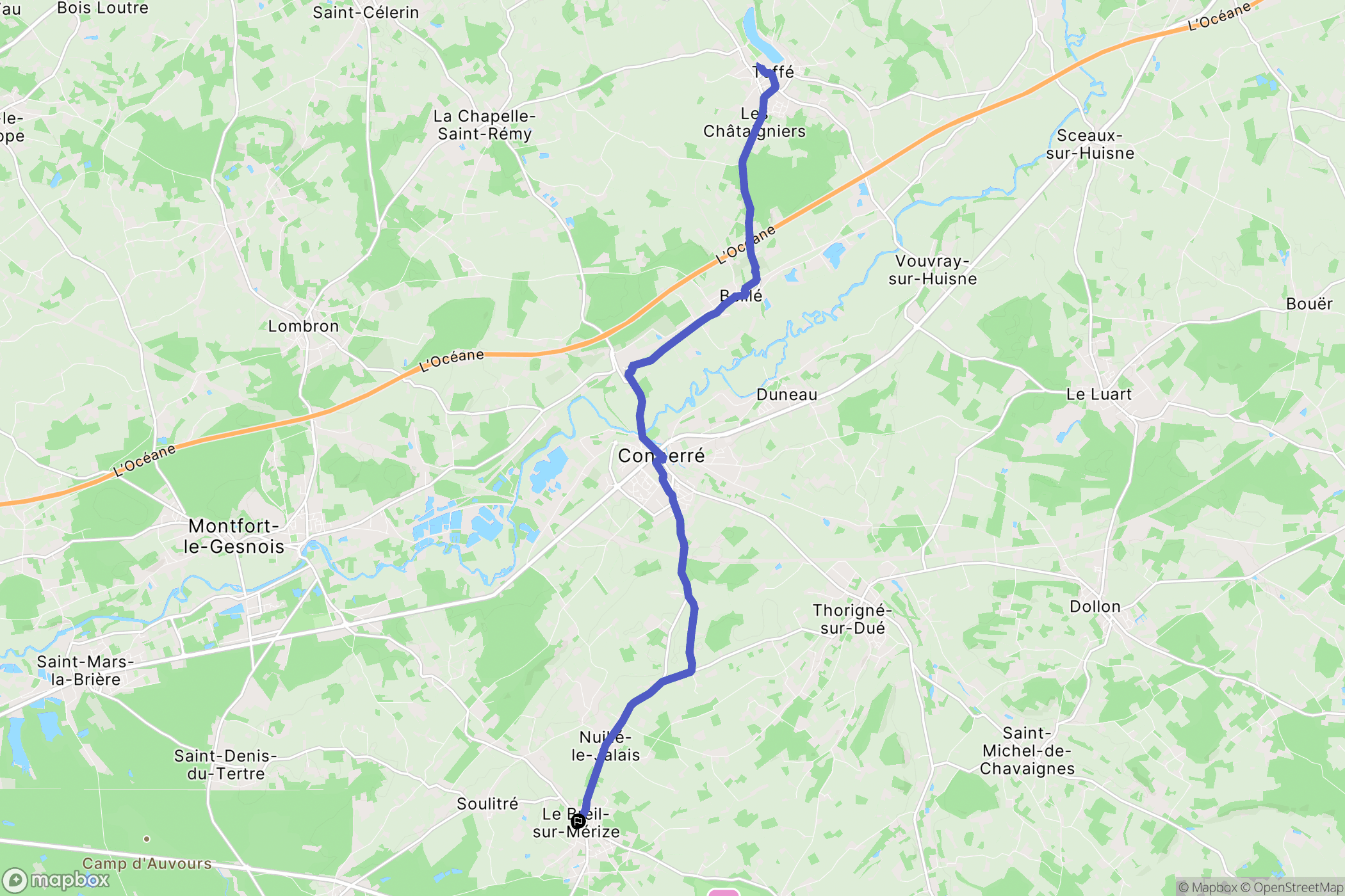 Le Breil-sur-Mérize : carte du parcours de randonnée - France