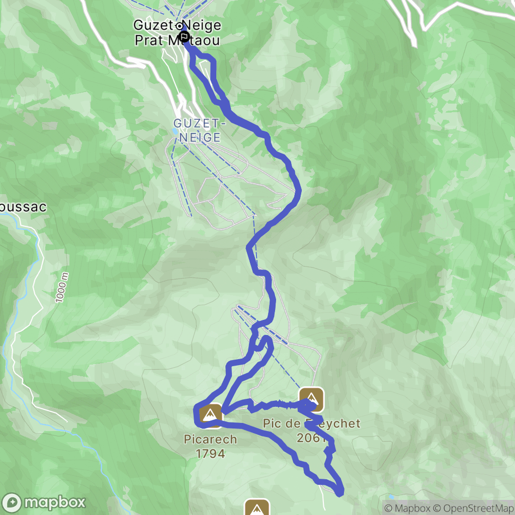 Ustou : carte du parcours de randonnée - France