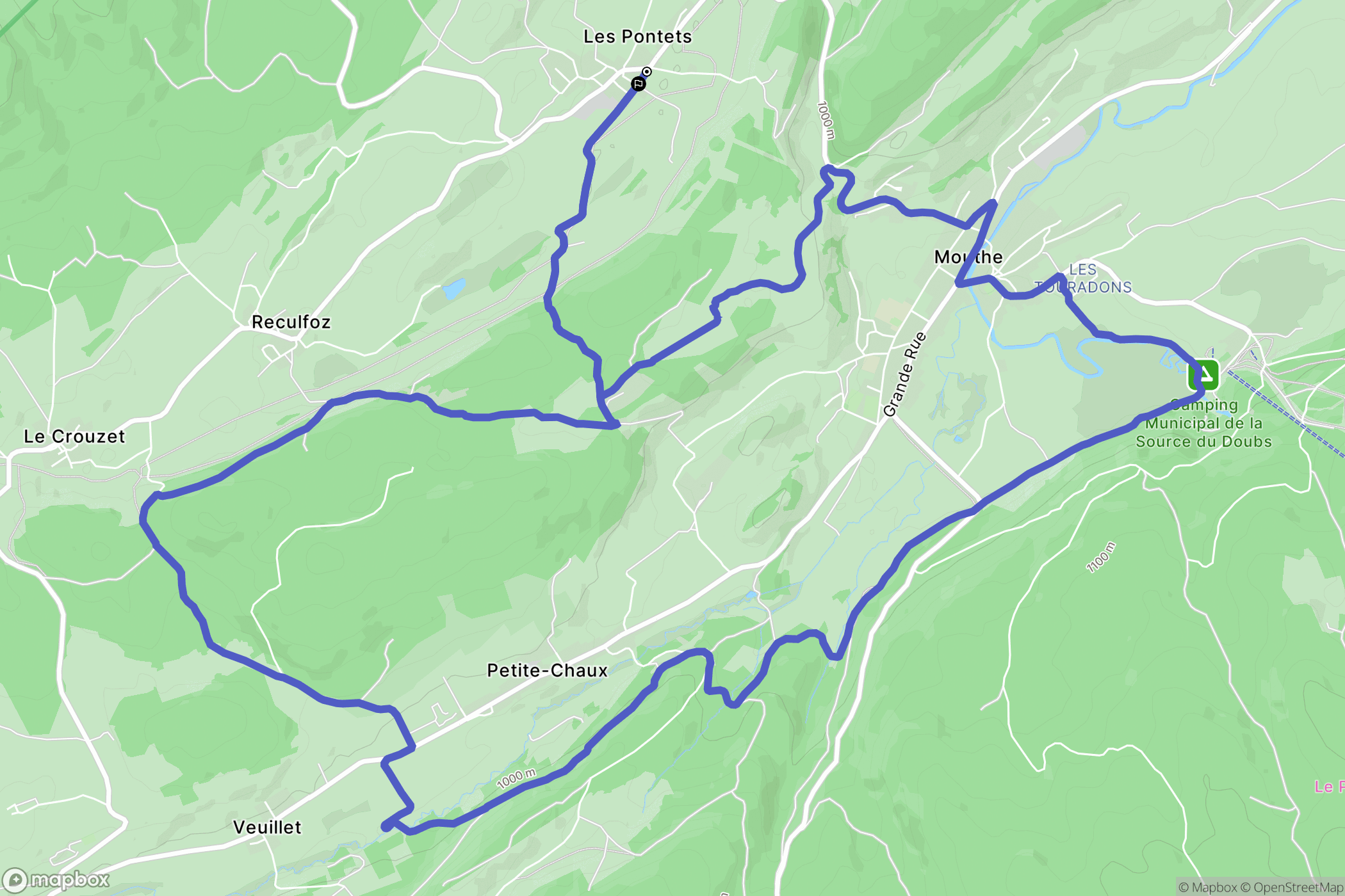 Les Pontets : carte du parcours de randonnée - France