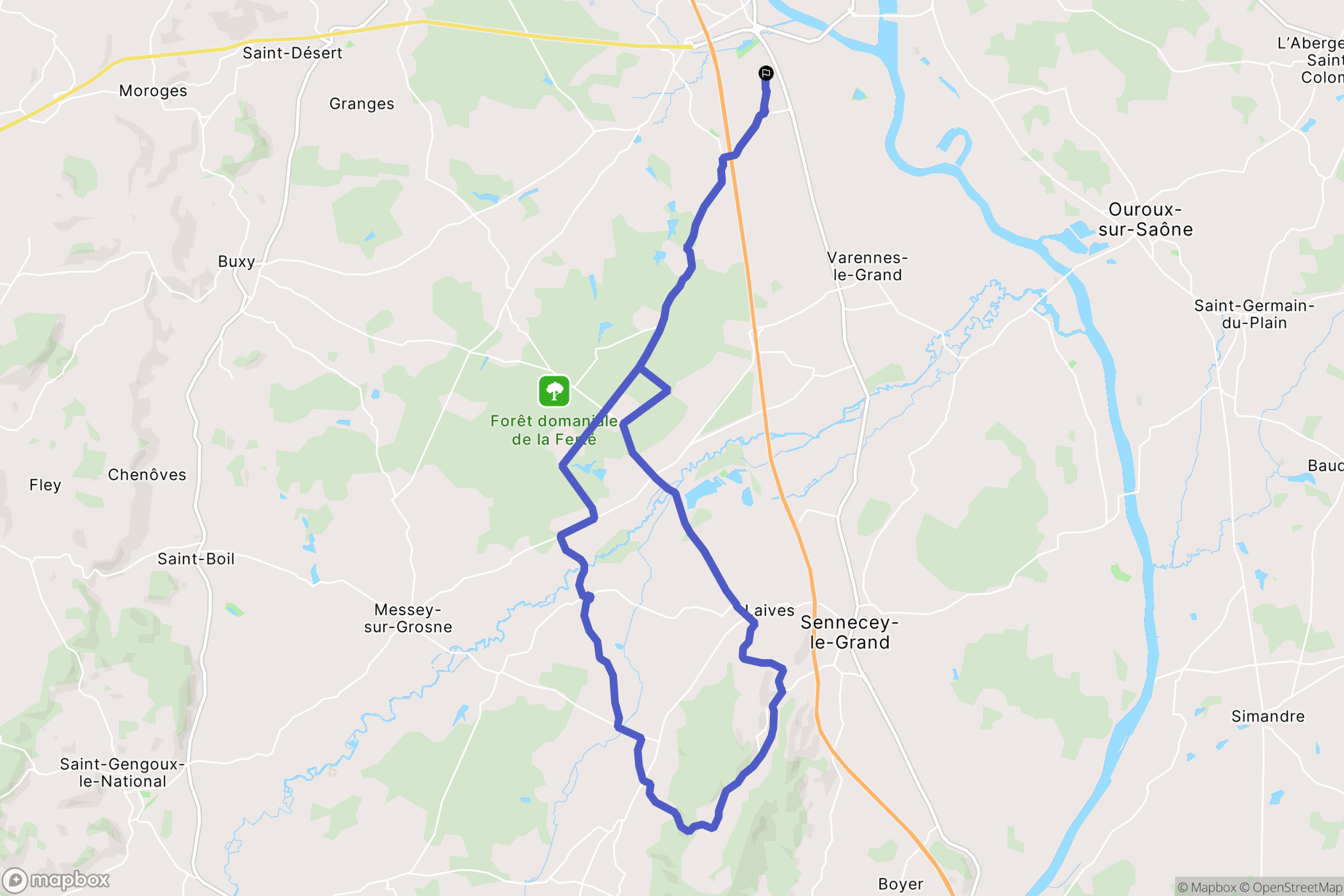 Lux : carte du parcours de randonnée - France