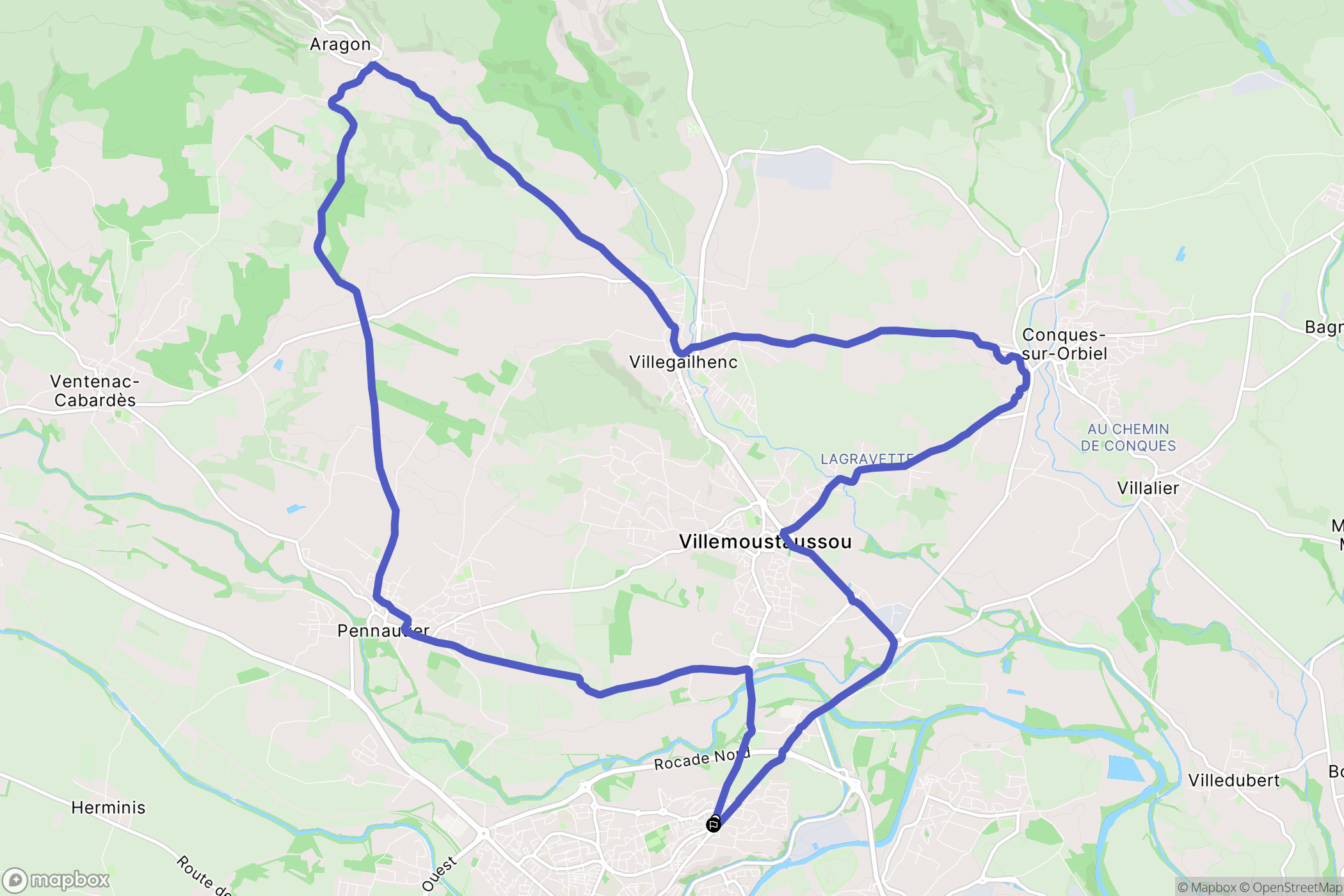 Carcassonne : carte du parcours de randonnée - France