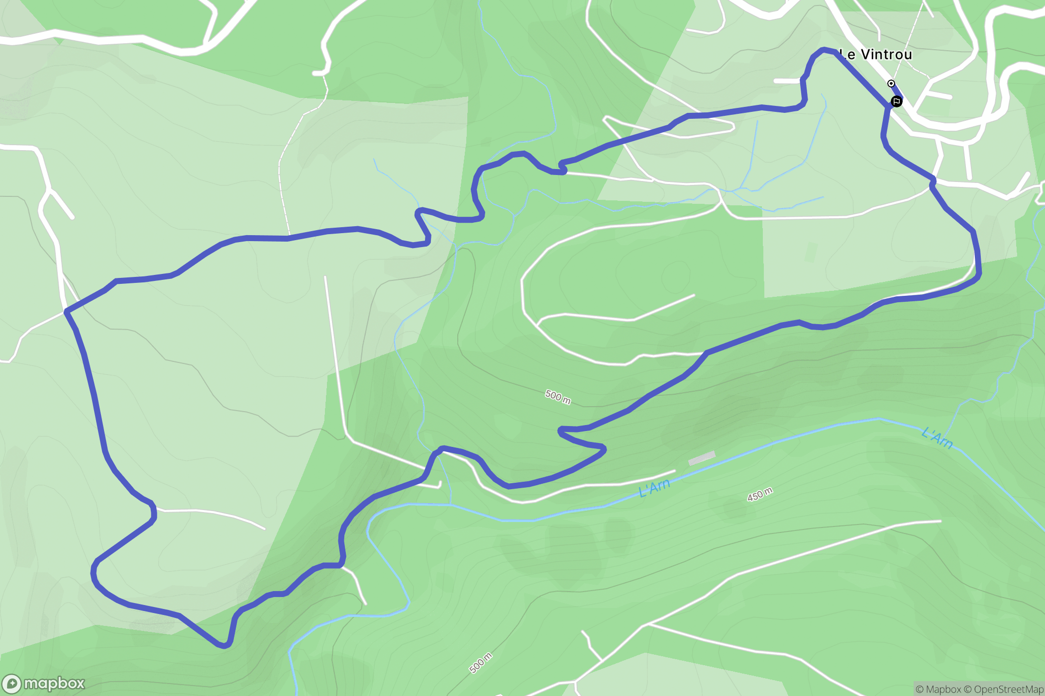 Le Vintrou : carte du parcours de randonnée - France