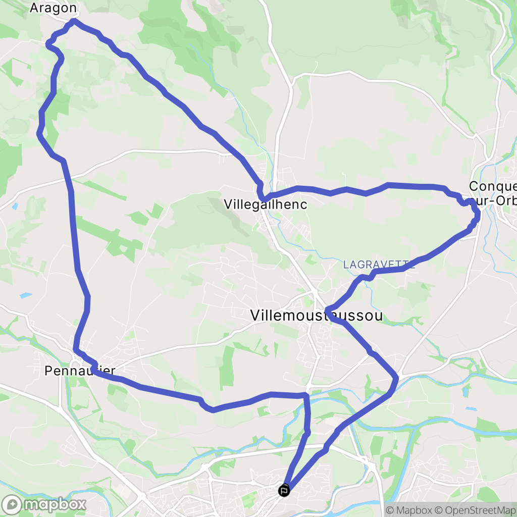 Carcassonne : carte du parcours de randonnée - France