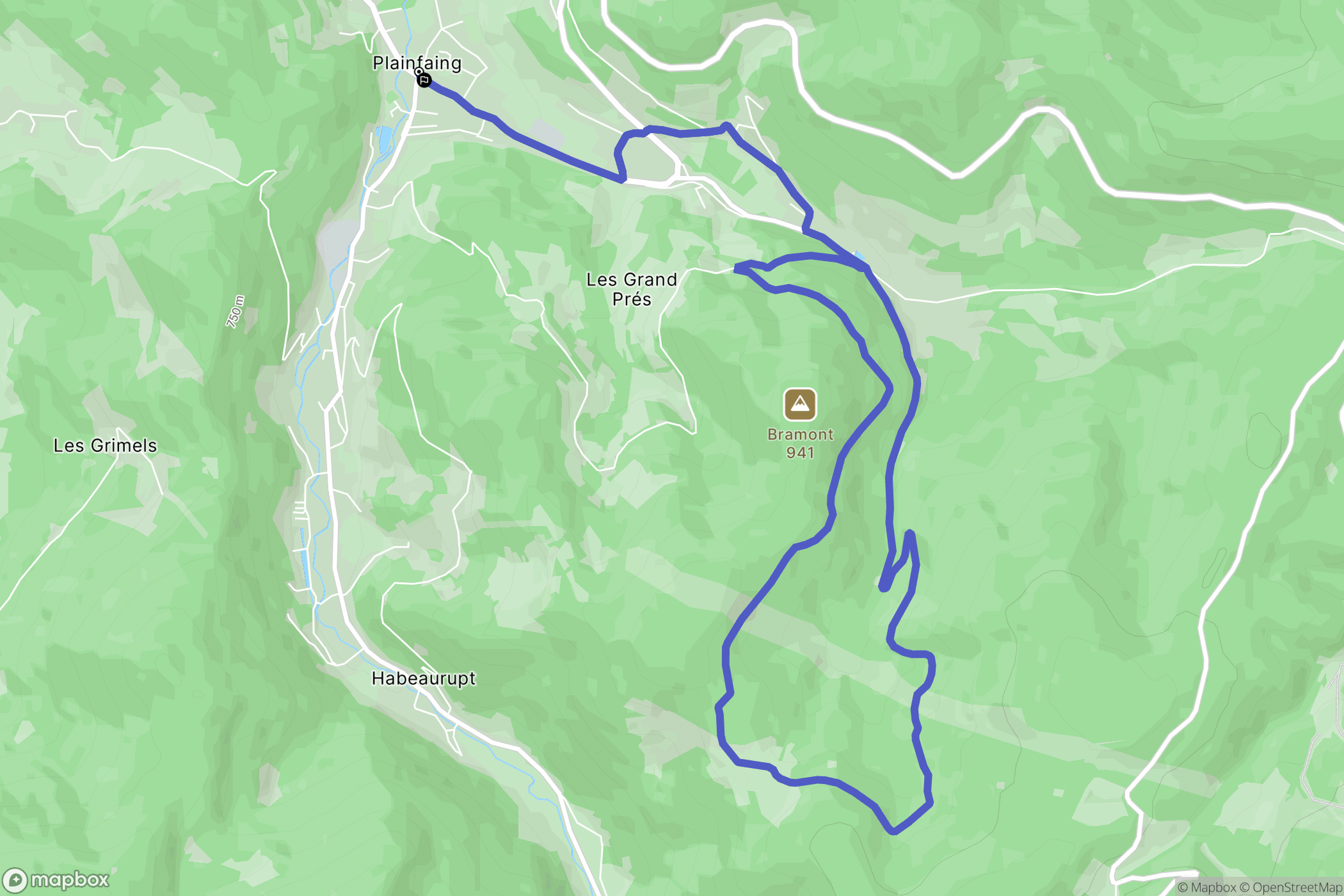 Plainfaing : carte du parcours de randonnée - France