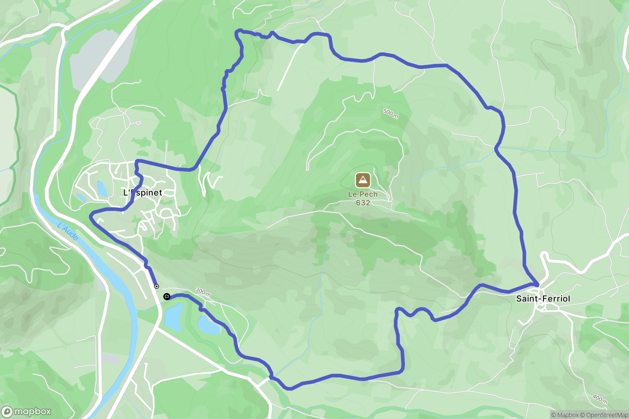 Quillan : carte du parcours de randonnée - France