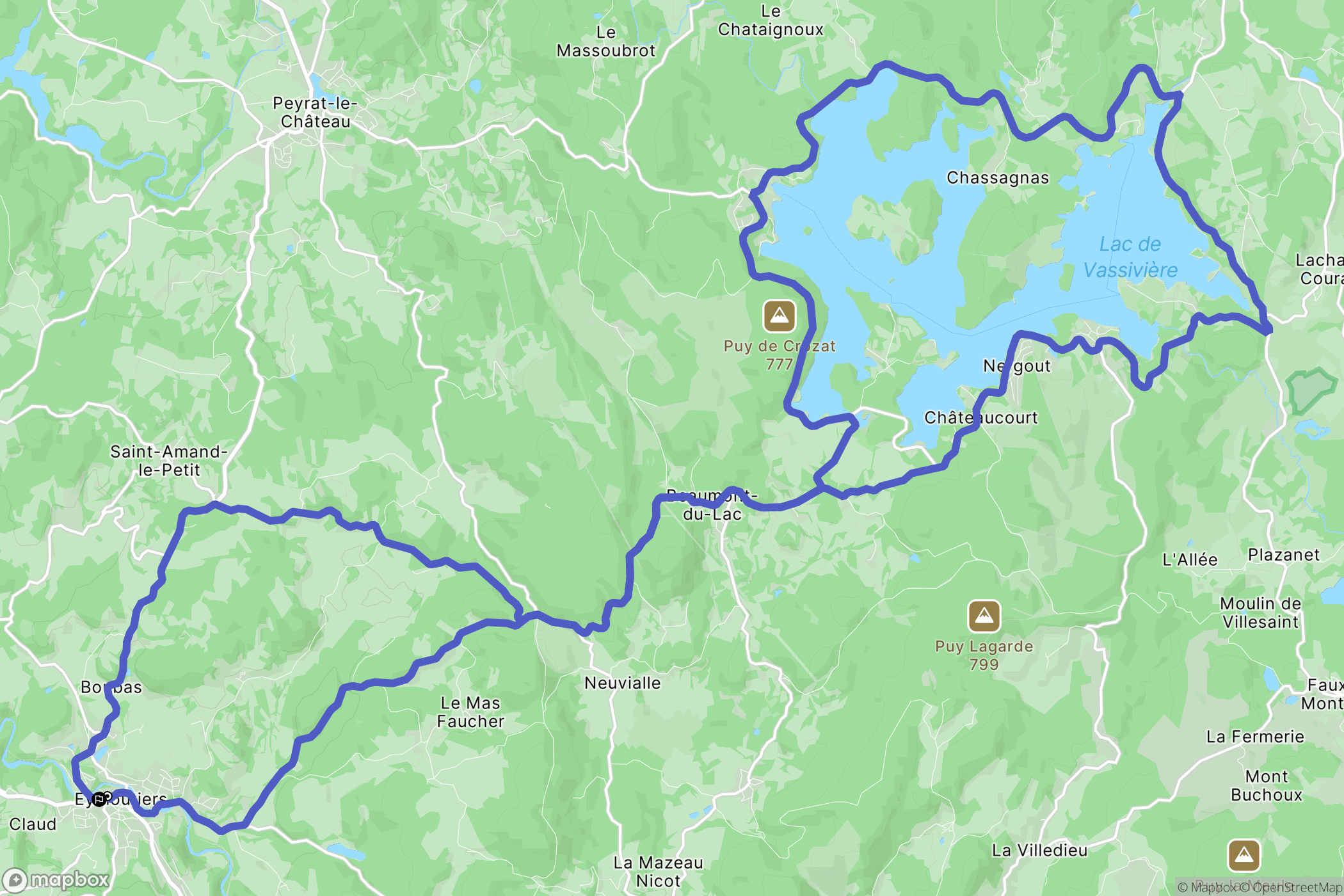 Eymoutiers : carte du parcours de randonnée - France