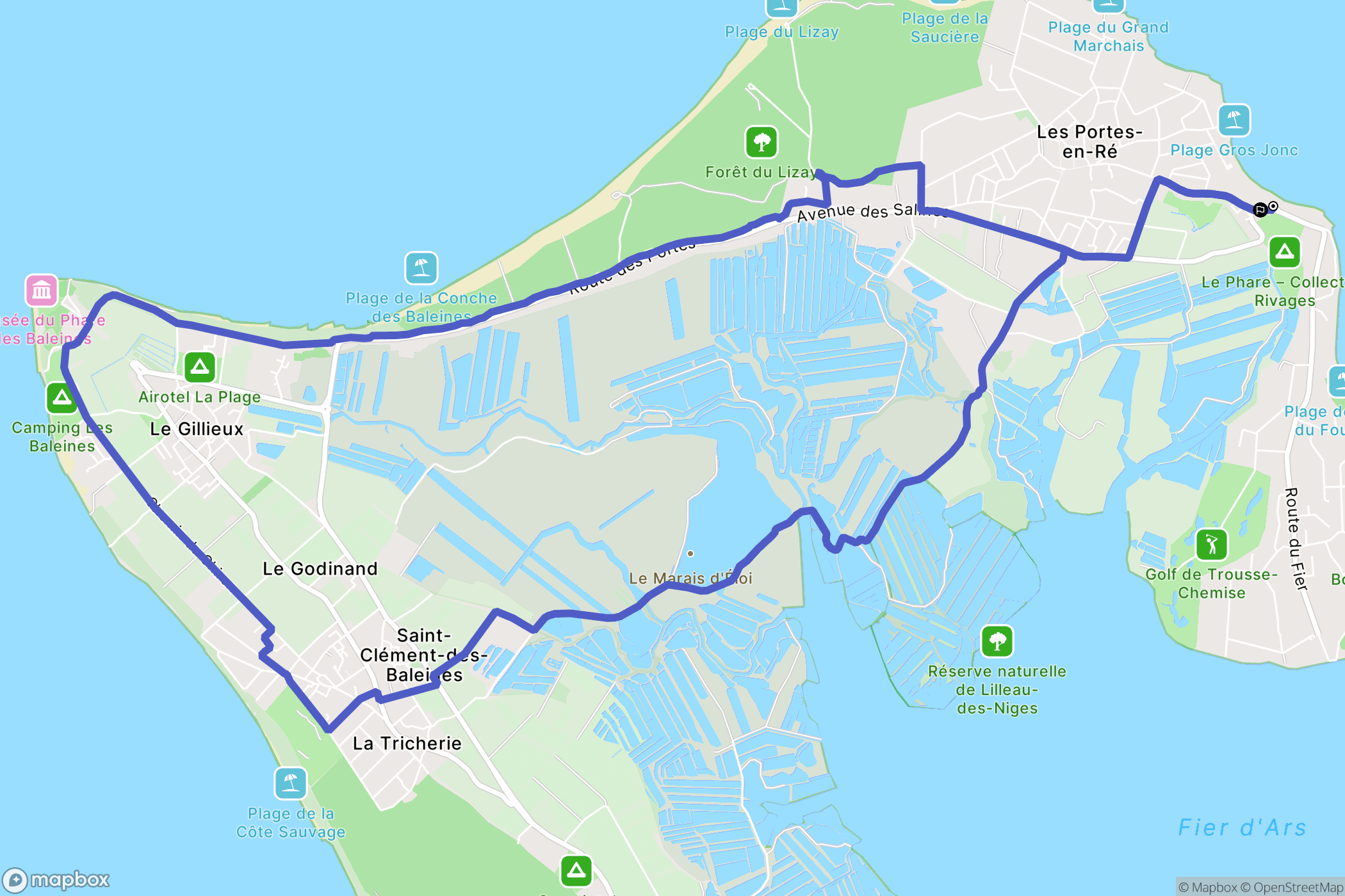 Les Portes-en-Ré : carte du parcours de randonnée - France