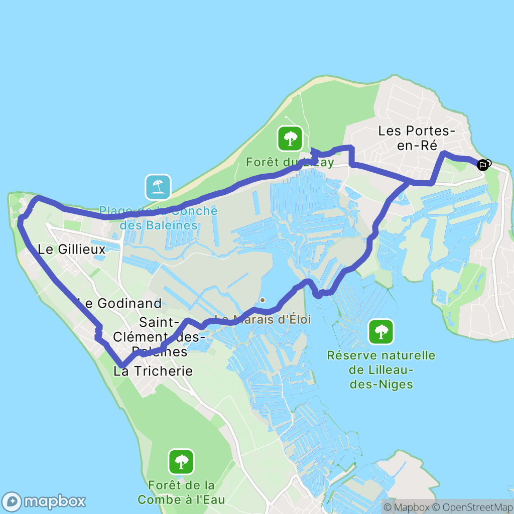 Les Portes-en-Ré : carte du parcours de randonnée - France