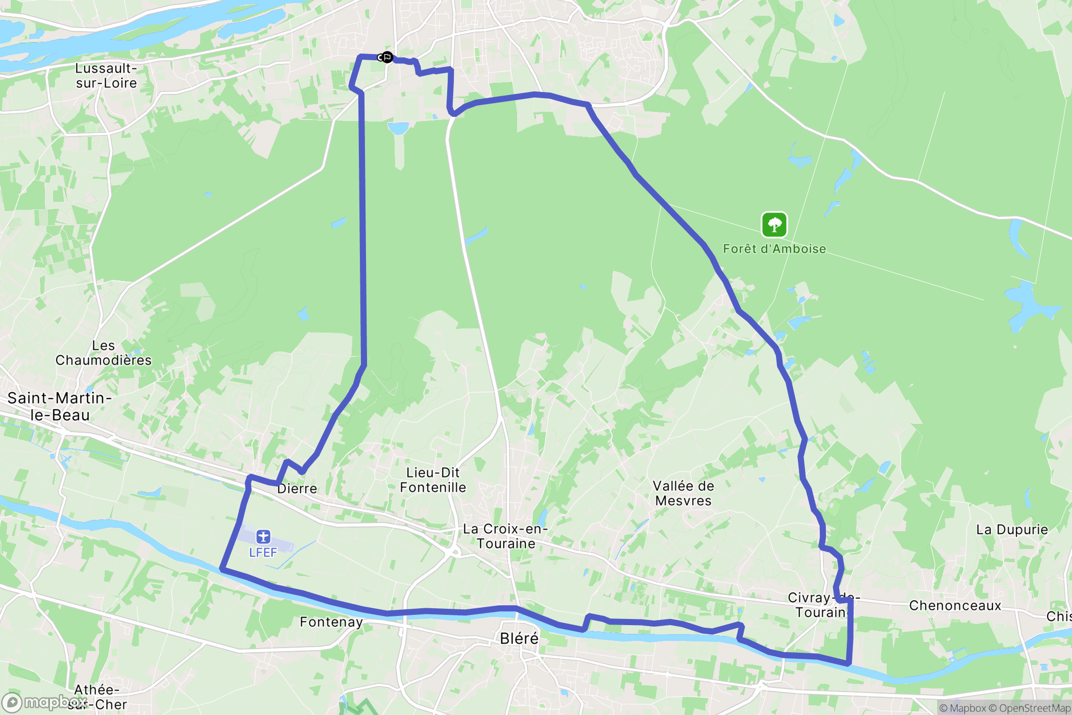Amboise : carte du parcours de randonnée - France
