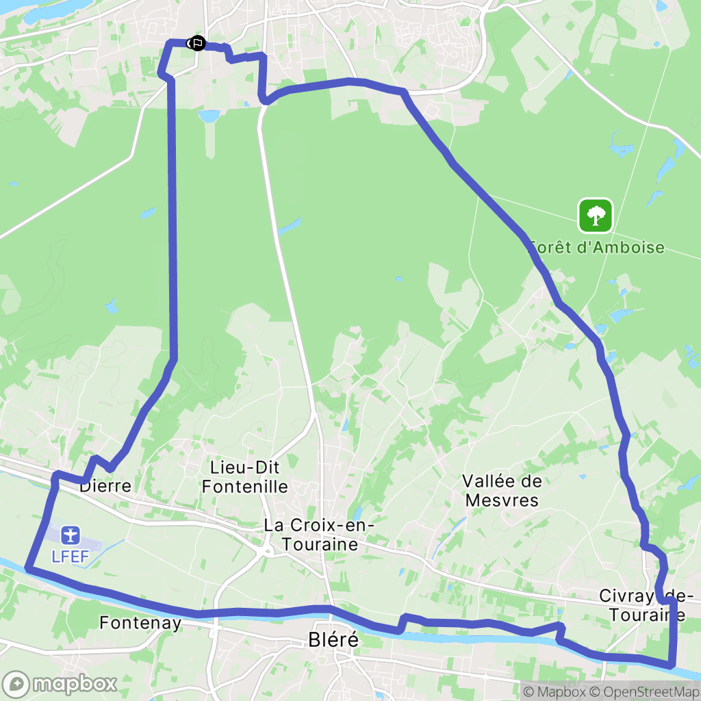 Amboise : carte du parcours de randonnée - France