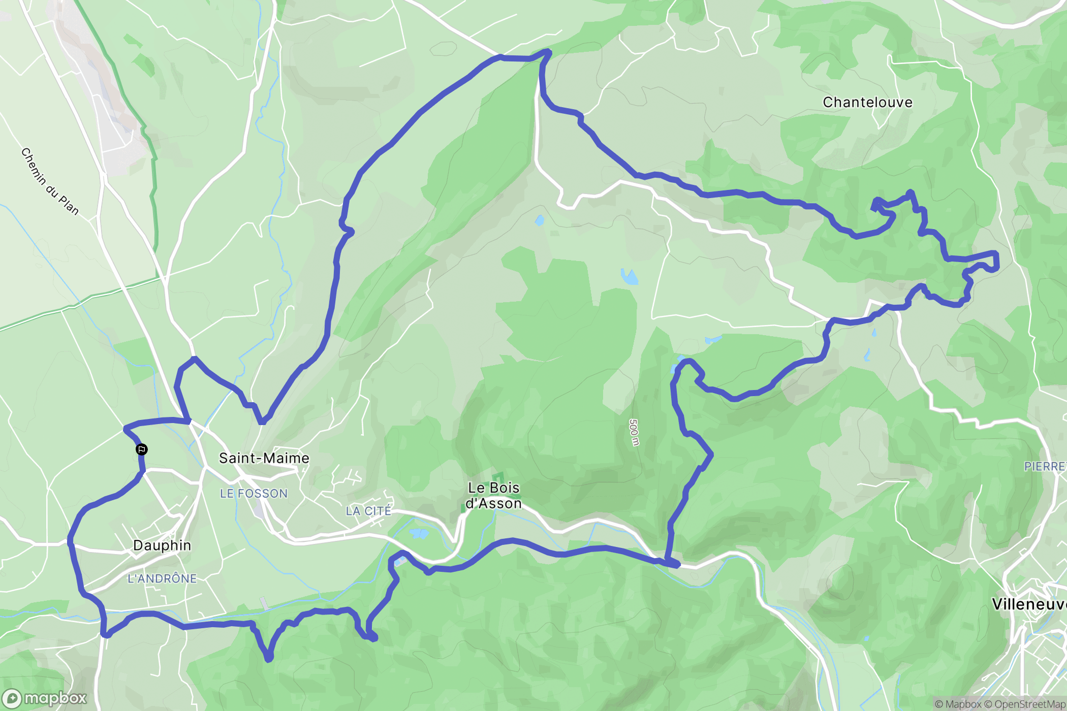 Dauphin : carte du parcours de randonnée - France