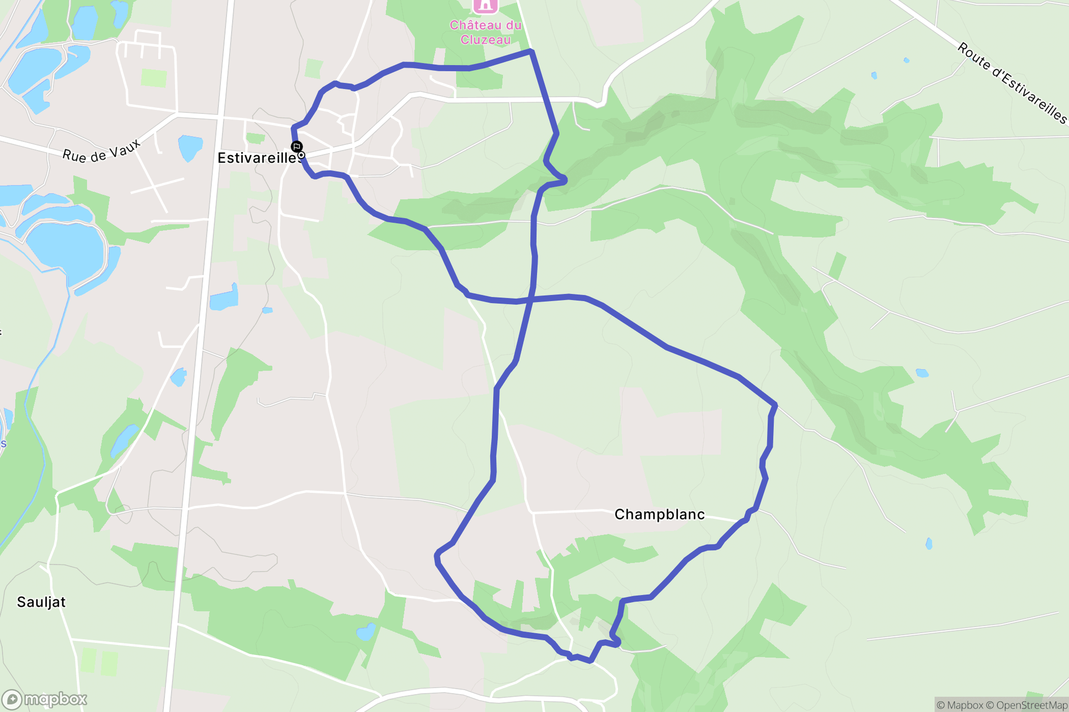 Estivareilles : carte du parcours de randonnée - France