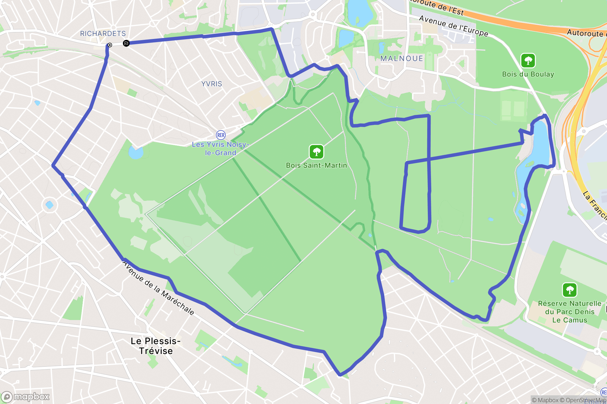 Noisy-le-Grand : carte du parcours de randonnée - France