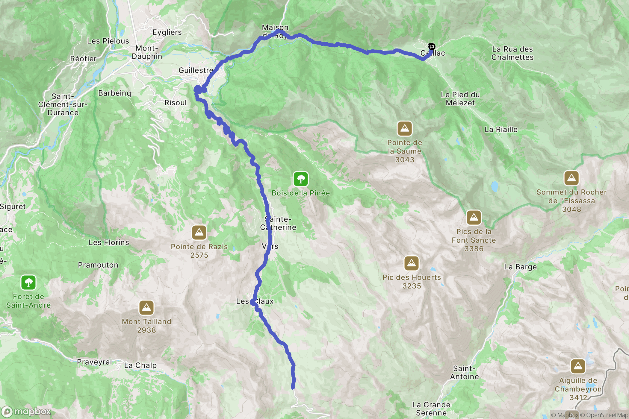 Ceillac : carte du parcours de randonnée - France