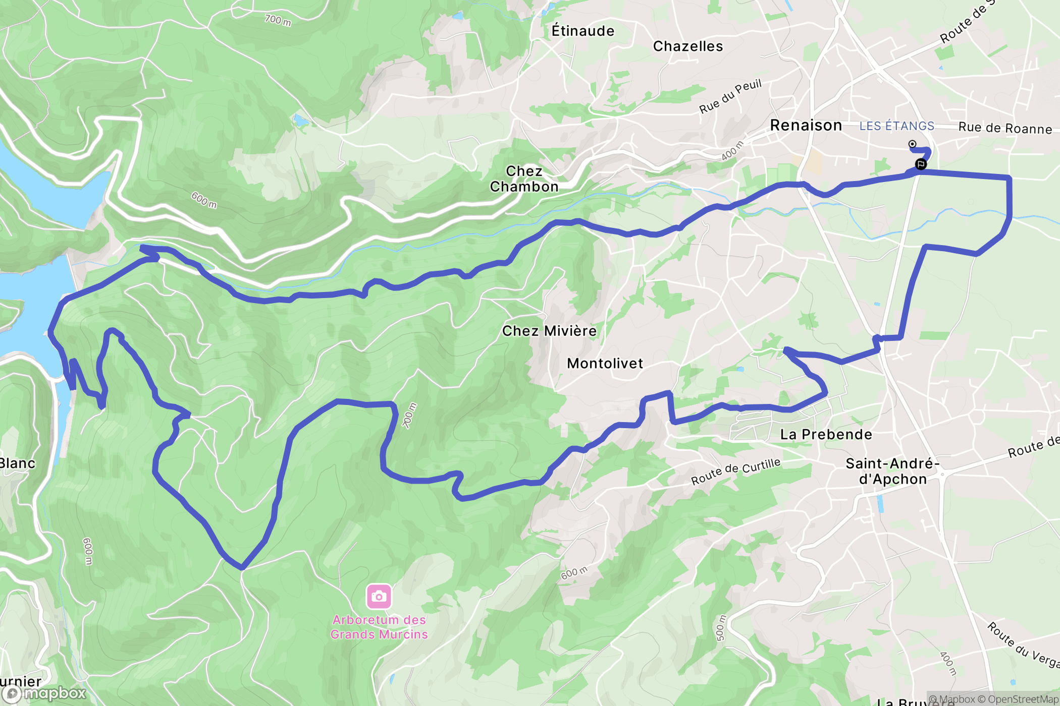 Renaison : carte du parcours de randonnée - France