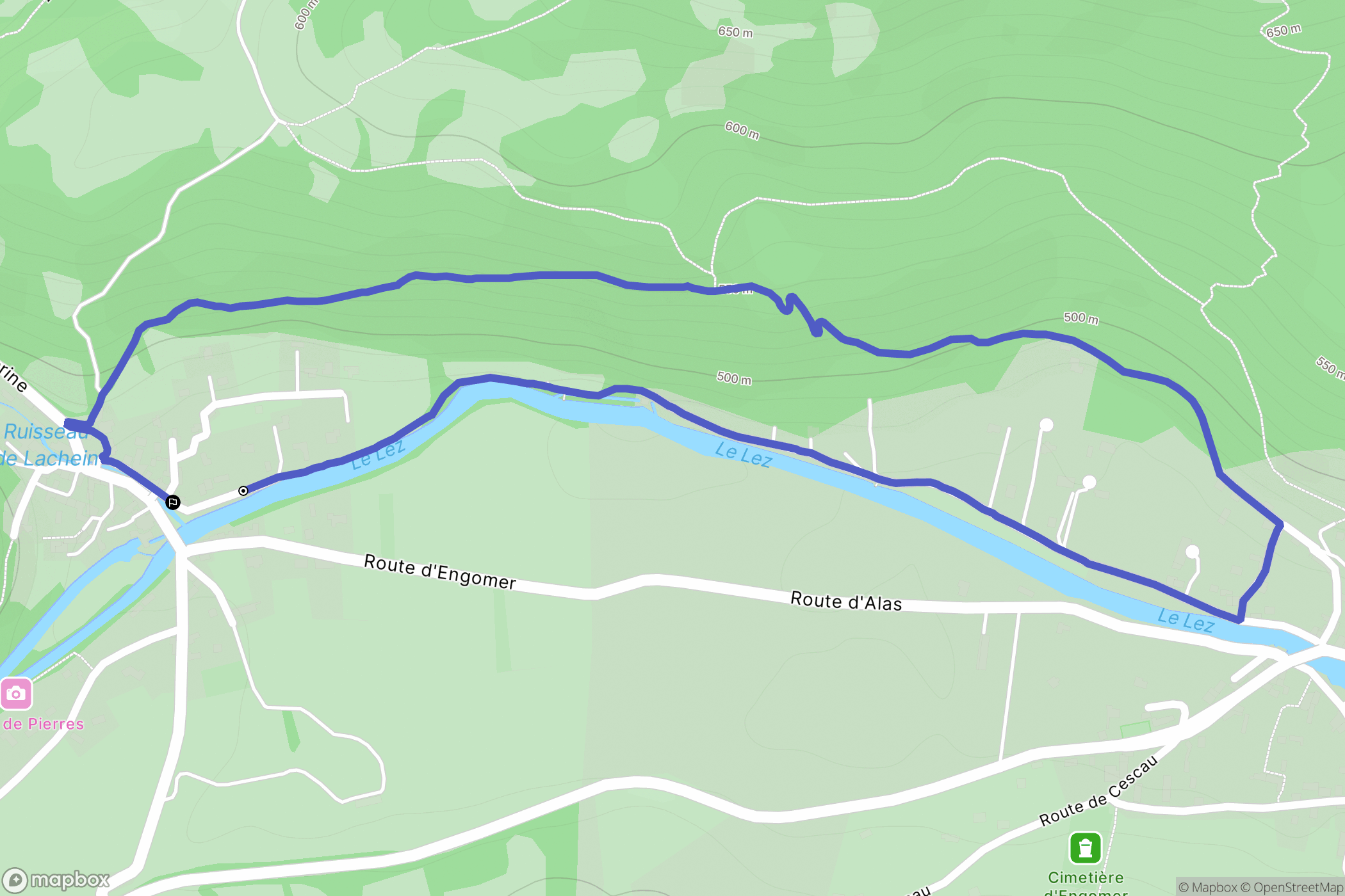 Balaguères : carte du parcours de randonnée - France