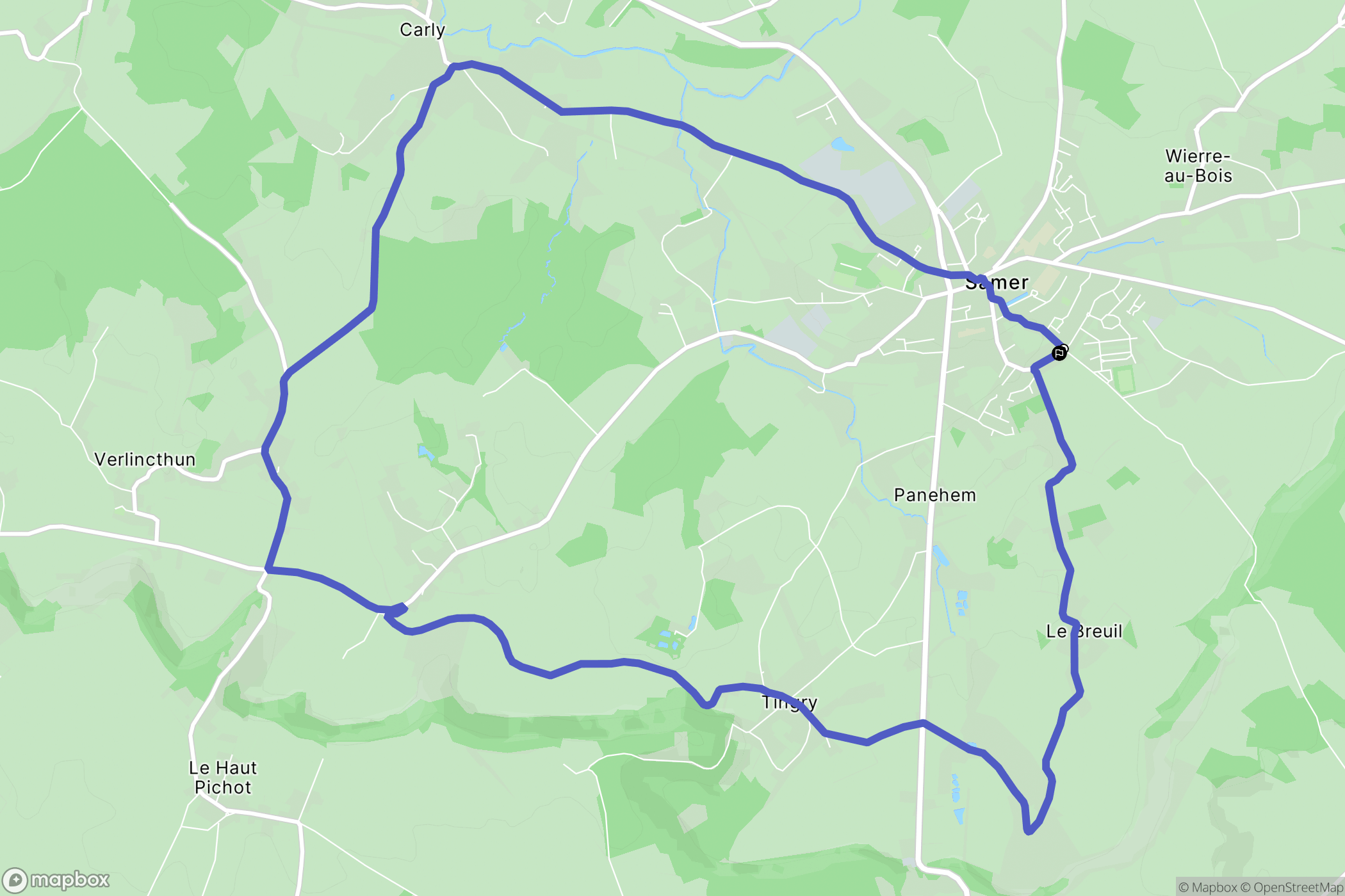 Samer : carte du parcours de randonnée - France