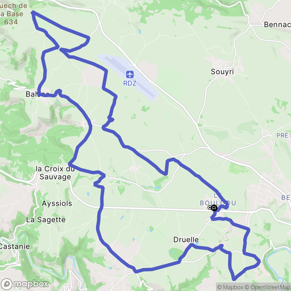 Druelle Balsac : carte du parcours de randonnée - France