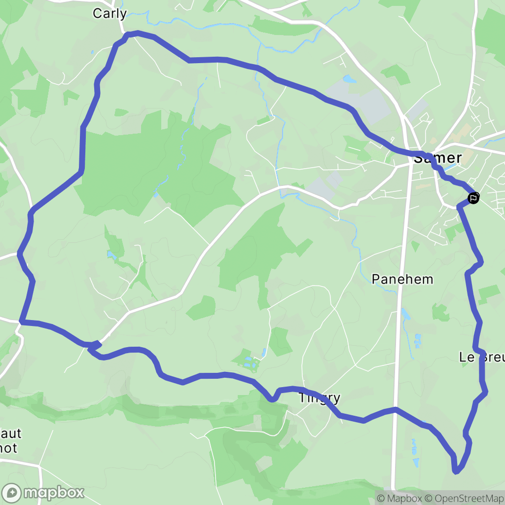 Samer : carte du parcours de randonnée - France