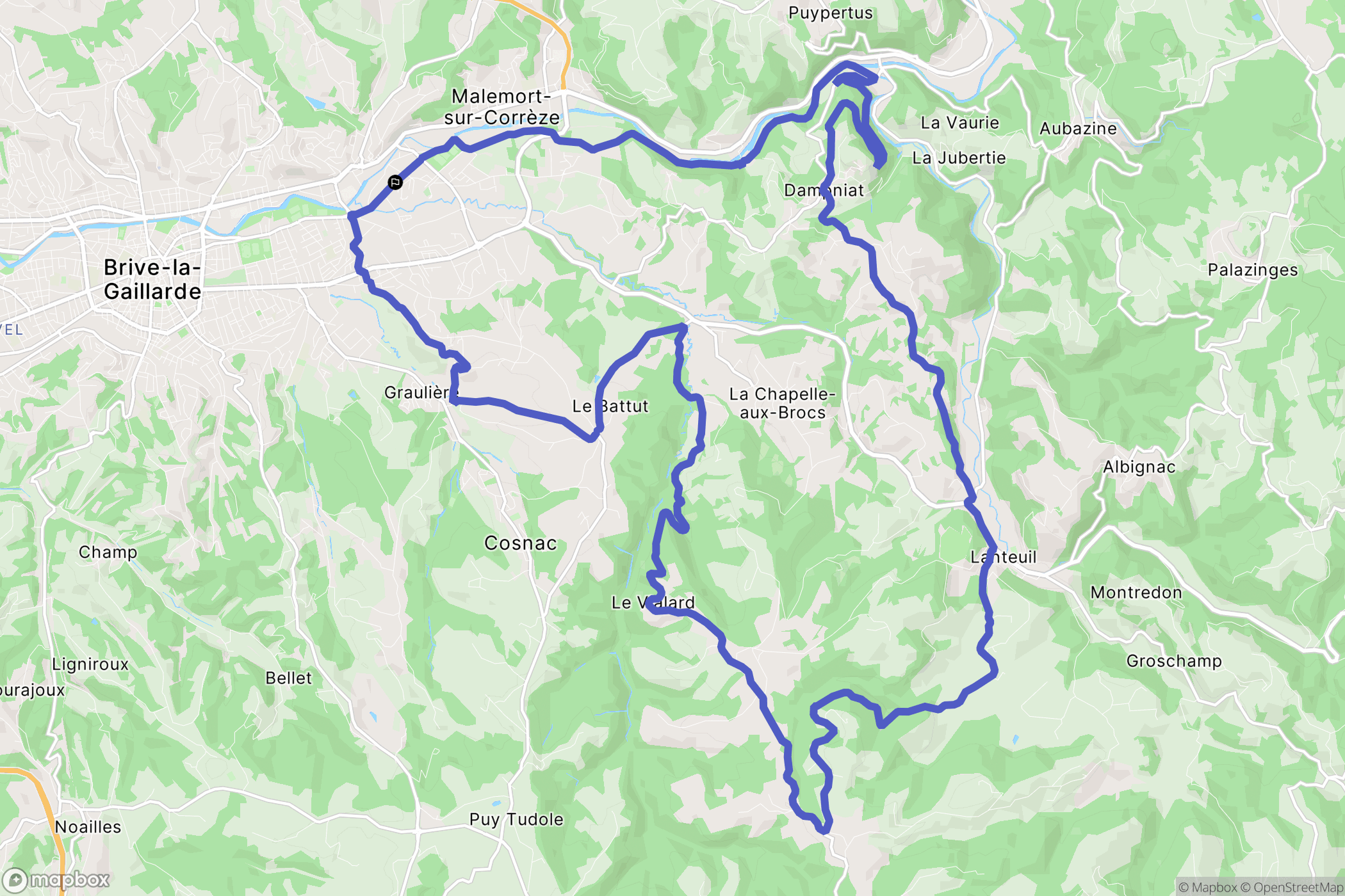 Malemort : carte du parcours de randonnée - France
