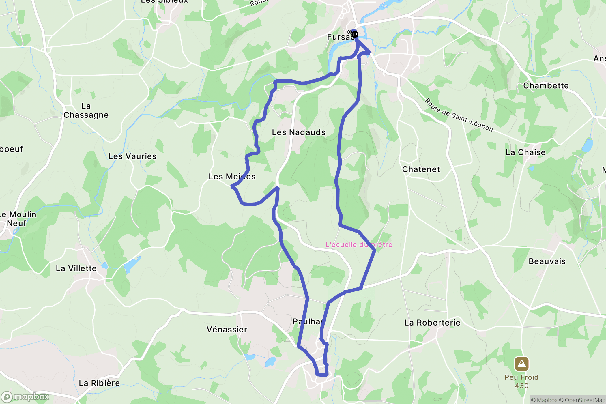 Fursac : carte du parcours de randonnée - France
