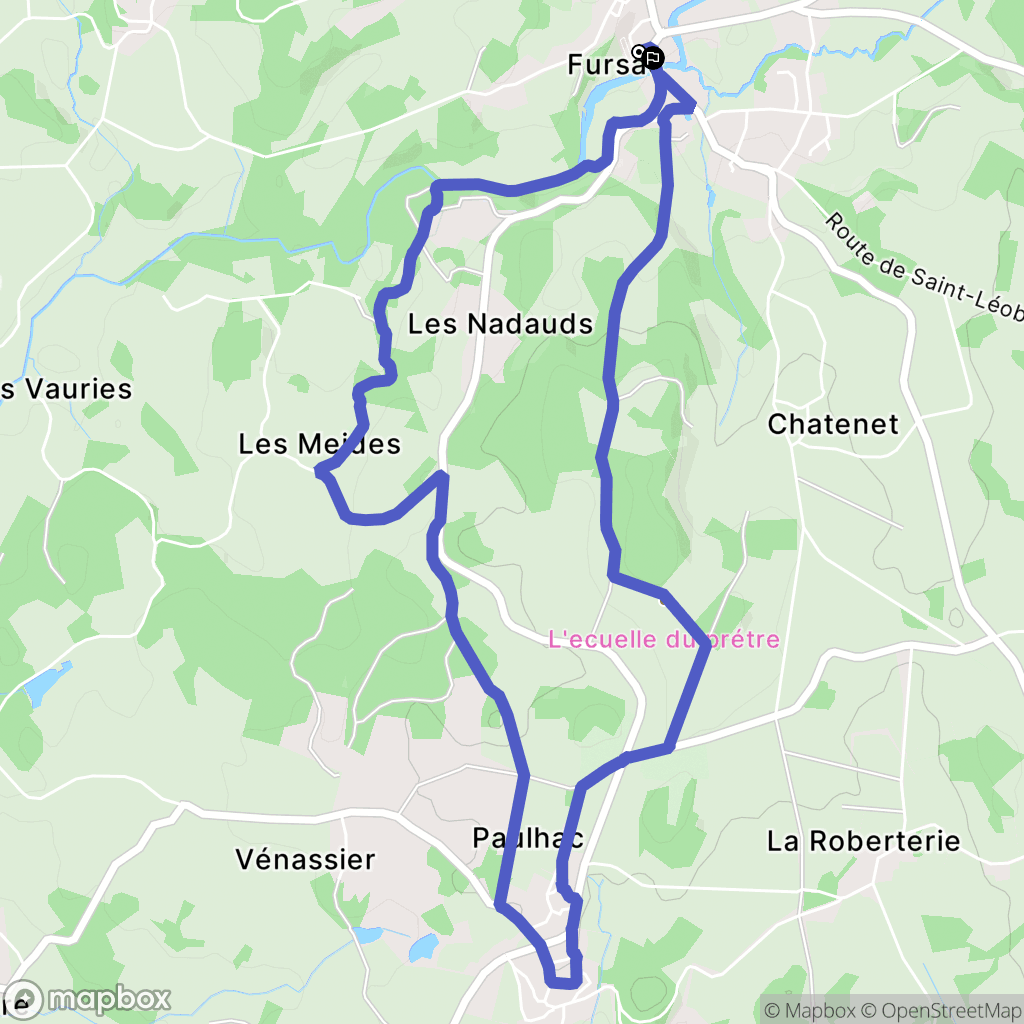 Fursac : carte du parcours de randonnée - France