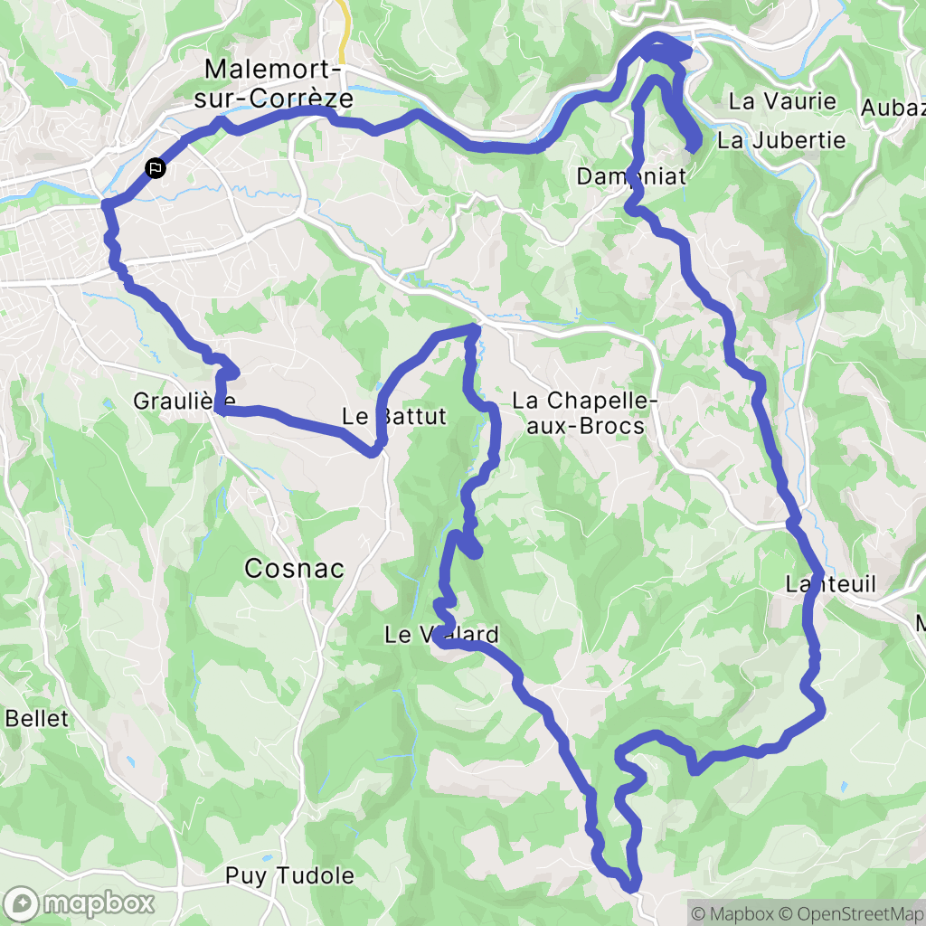Malemort : carte du parcours de randonnée - France