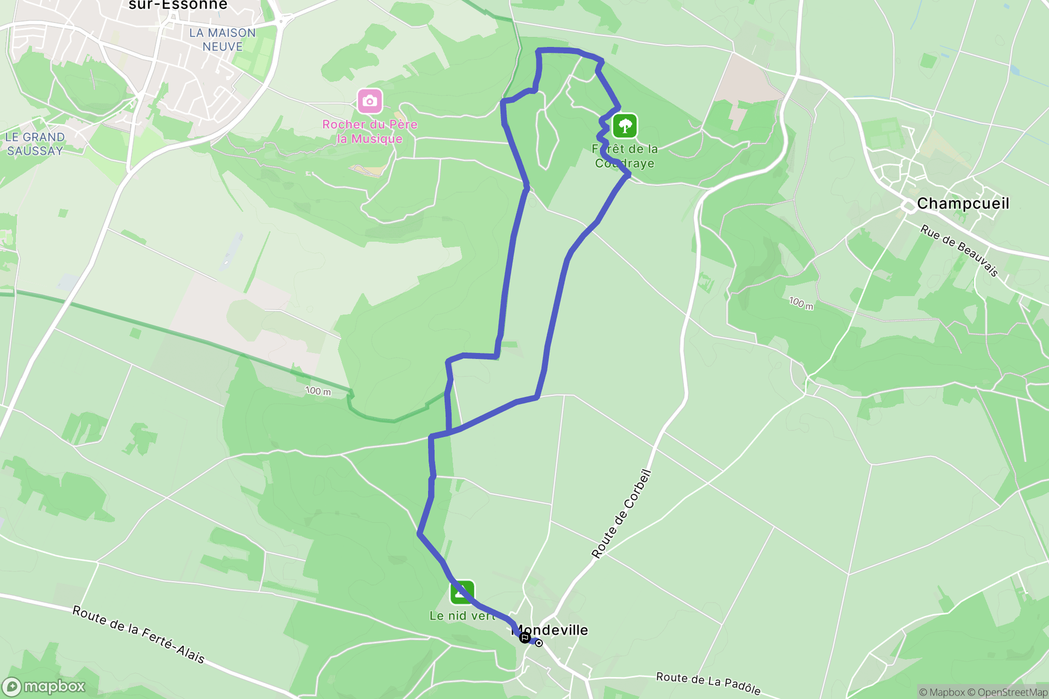 Mondeville : carte du parcours de randonnée - France